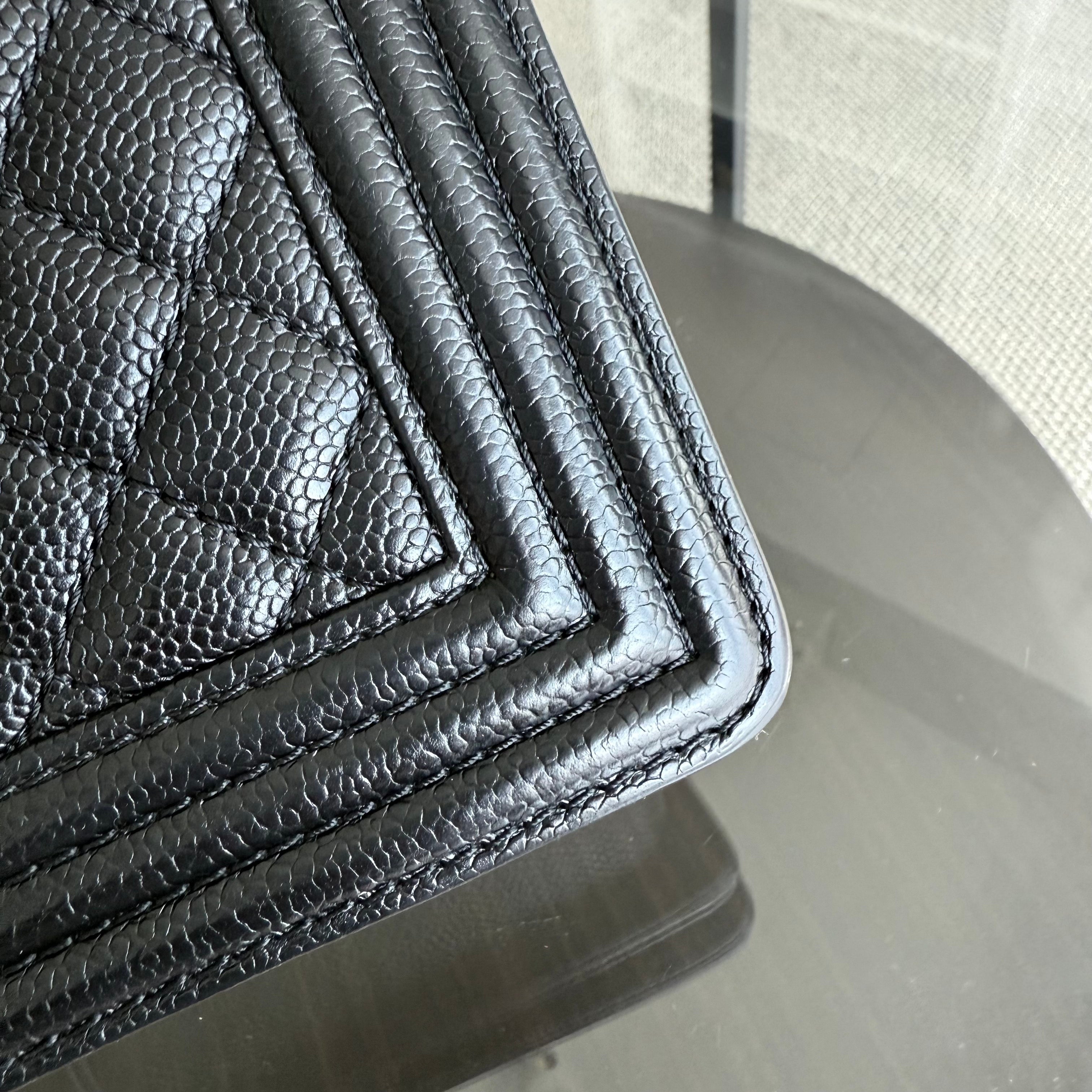 Chanel Boy Medium - Caviar 25CM Quilted Black Ruthenium Silver Hardware Series 20