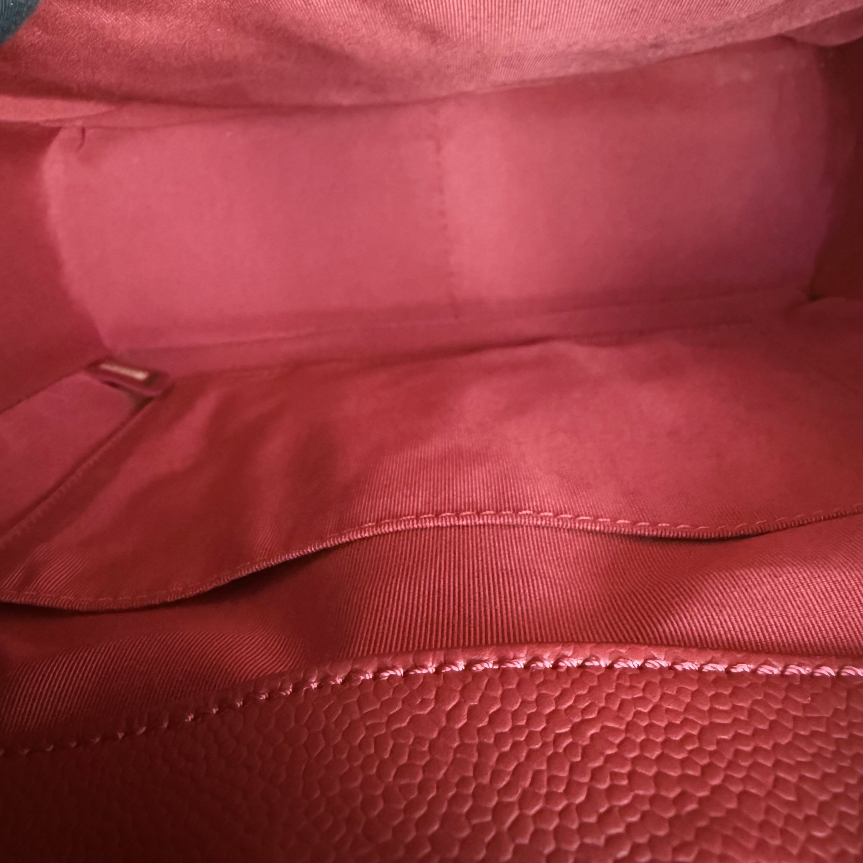 Chanel PST Petite Shopping Tote - Caviar Quilted Red Silver Hardware Series 13