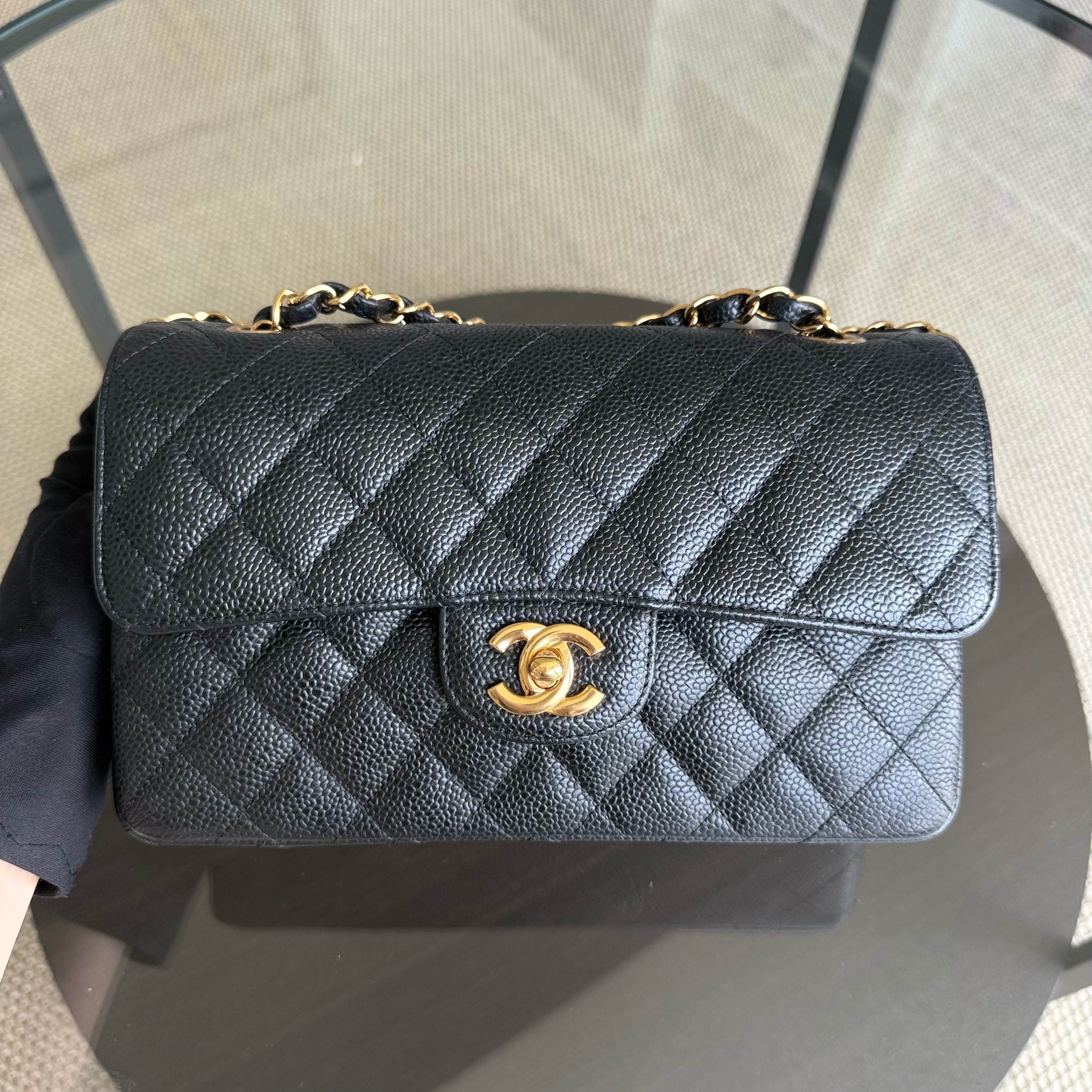 Chanel Classic Flap Small - Caviar 23CM Quilted Black Gold Hardware Series 16