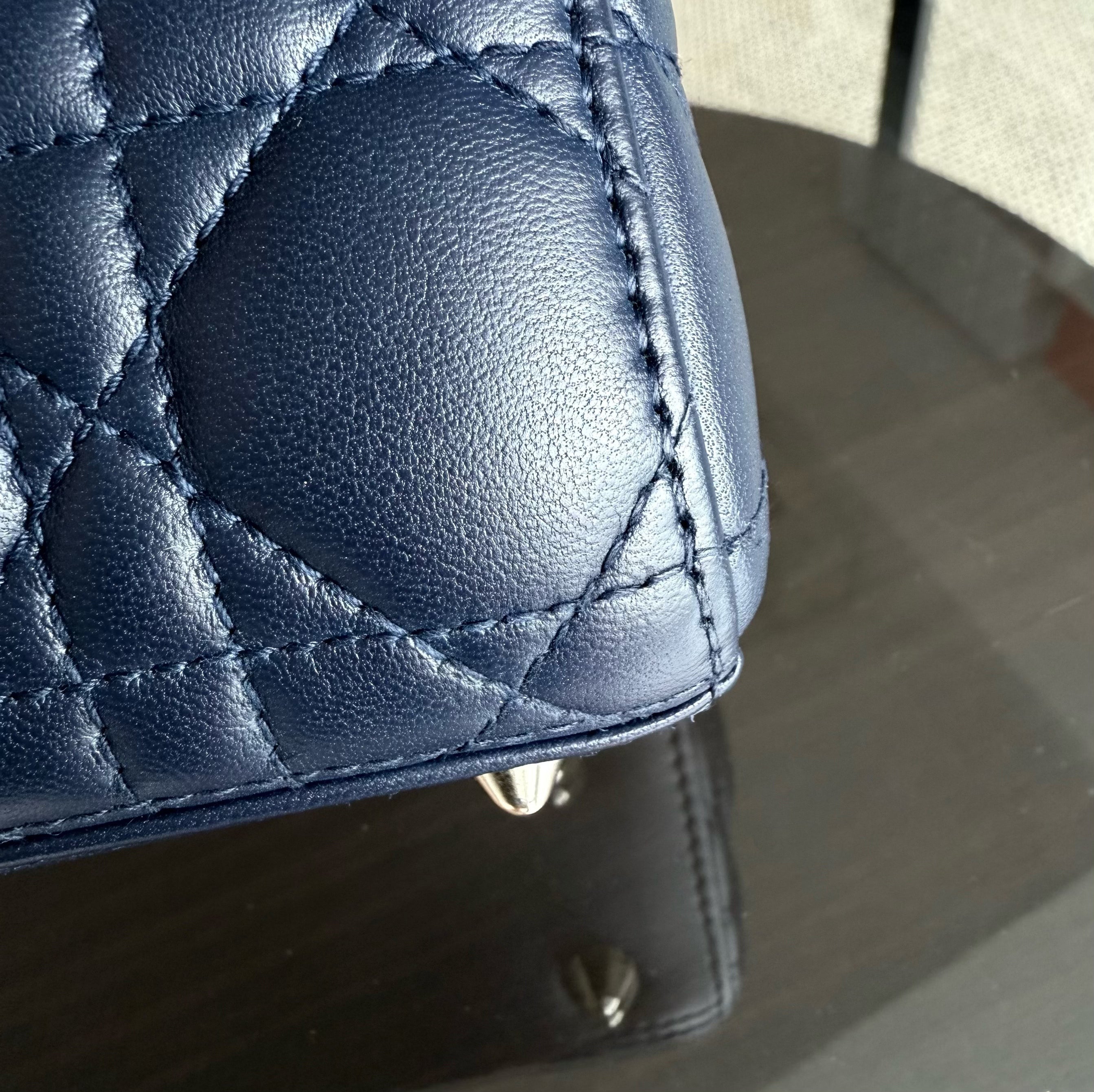 Dior Lady Small Flap - Cannage Lambskin Dark Blue Gold Hardware