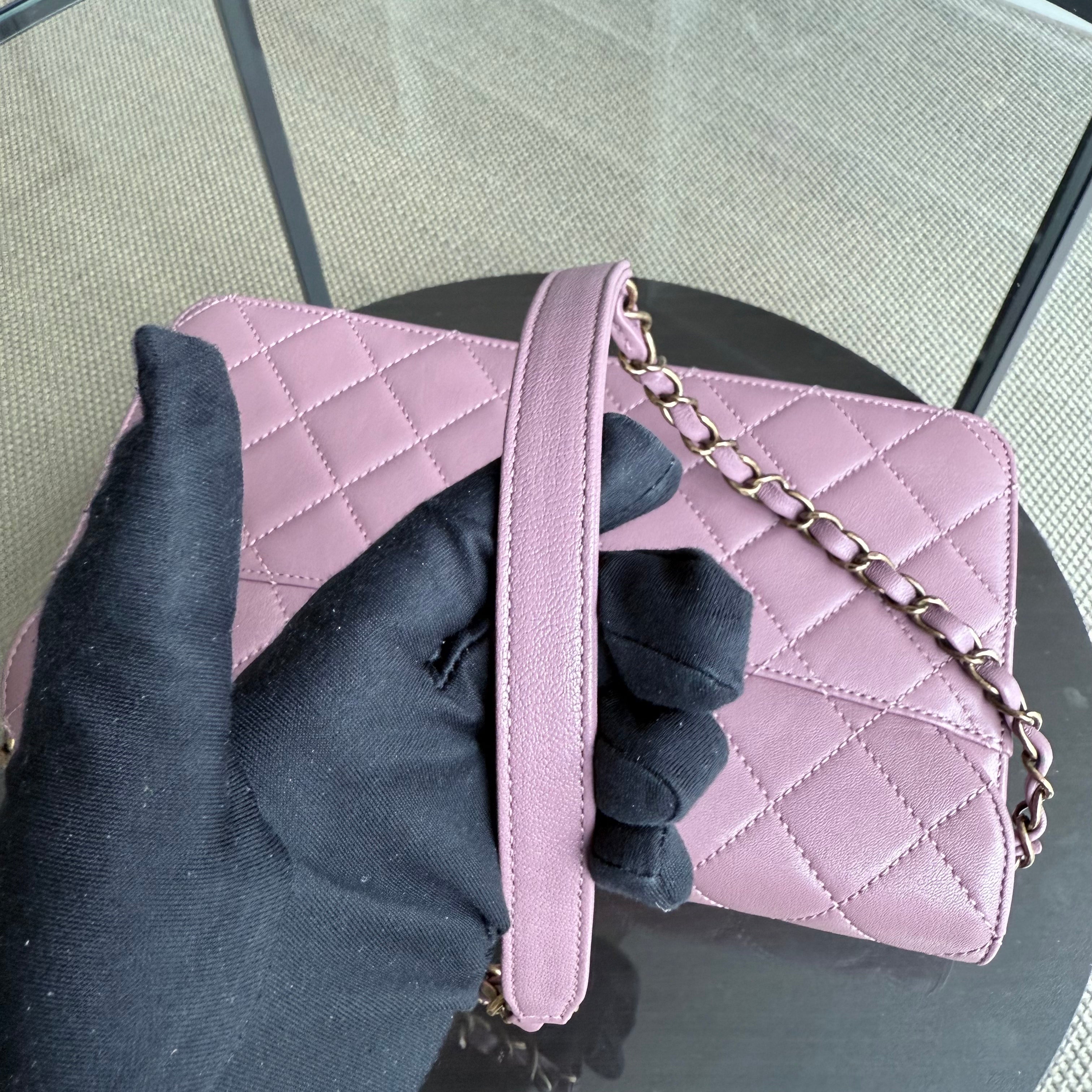 Chanel Beauty Lock Flap - 28CM Quilted Sheetskin Pink Gold Hardware Series 22
