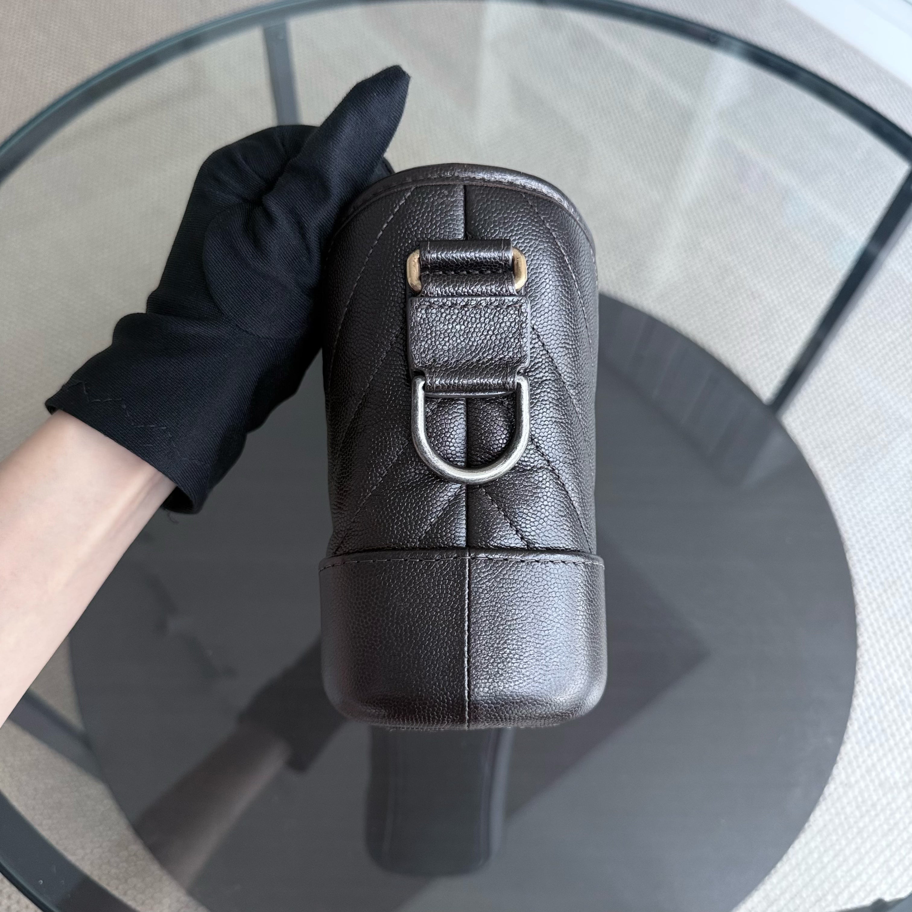 Chanel Gabrielle Small - Caviar Chevron Dark Brown Two-tone Gold Hardware Series 26