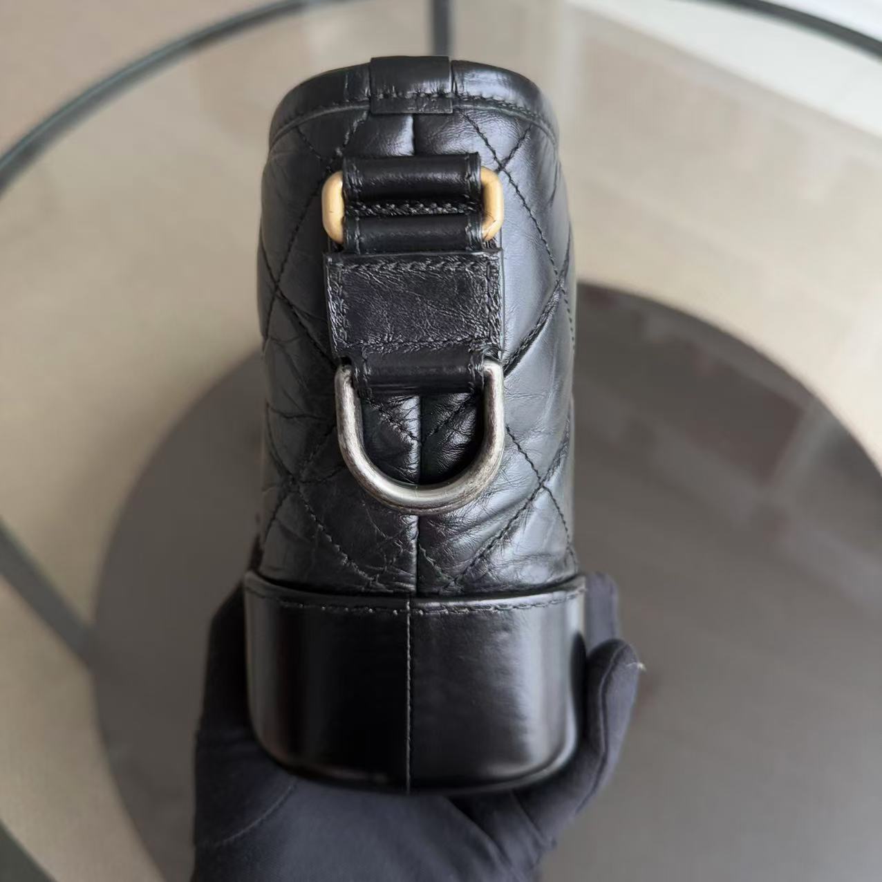 Chanel Gabrielle Small - Quilted Calfskin Black Two-tone Gold Hardware Series 24