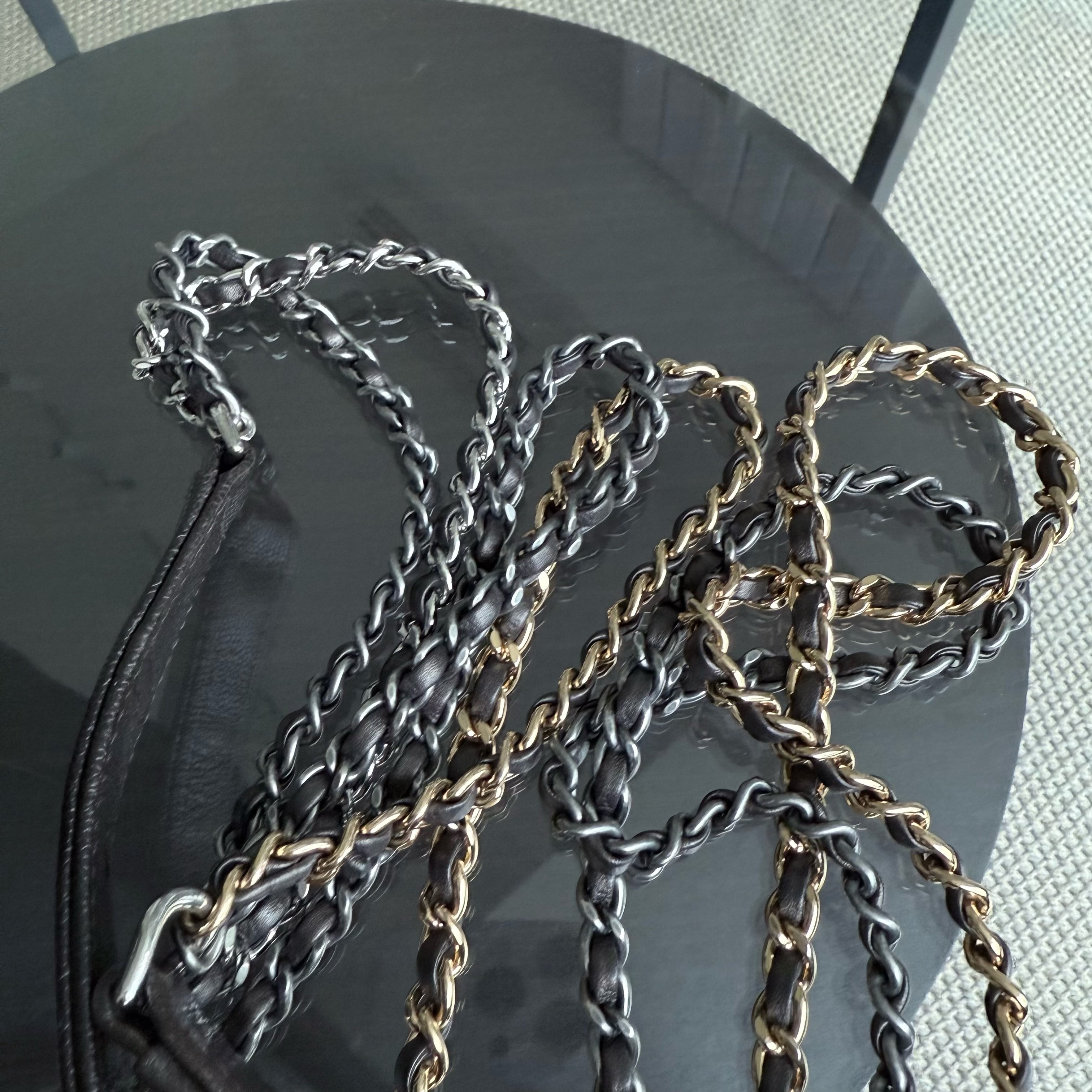 Chanel Gabrielle Small - Caviar Chevron Dark Brown Two-tone Gold Hardware Series 26