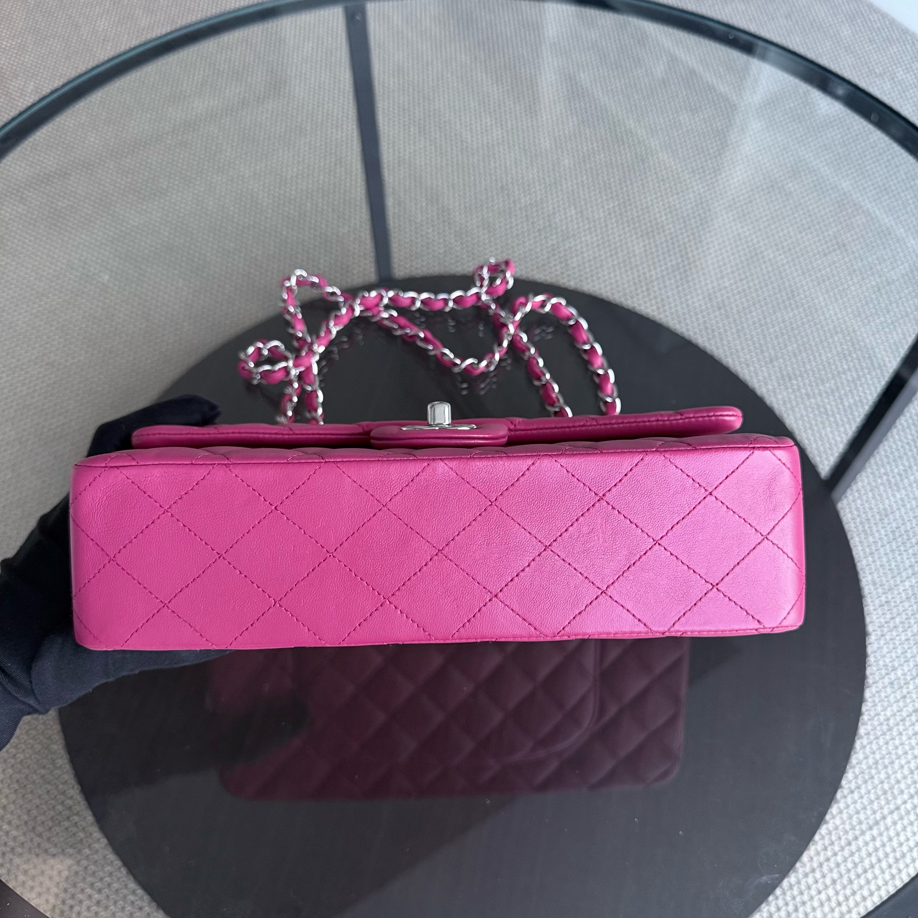 Chanel Classic Flap Medium - 25CM Quilted Lambskin Pink Silver Hardware Series 26