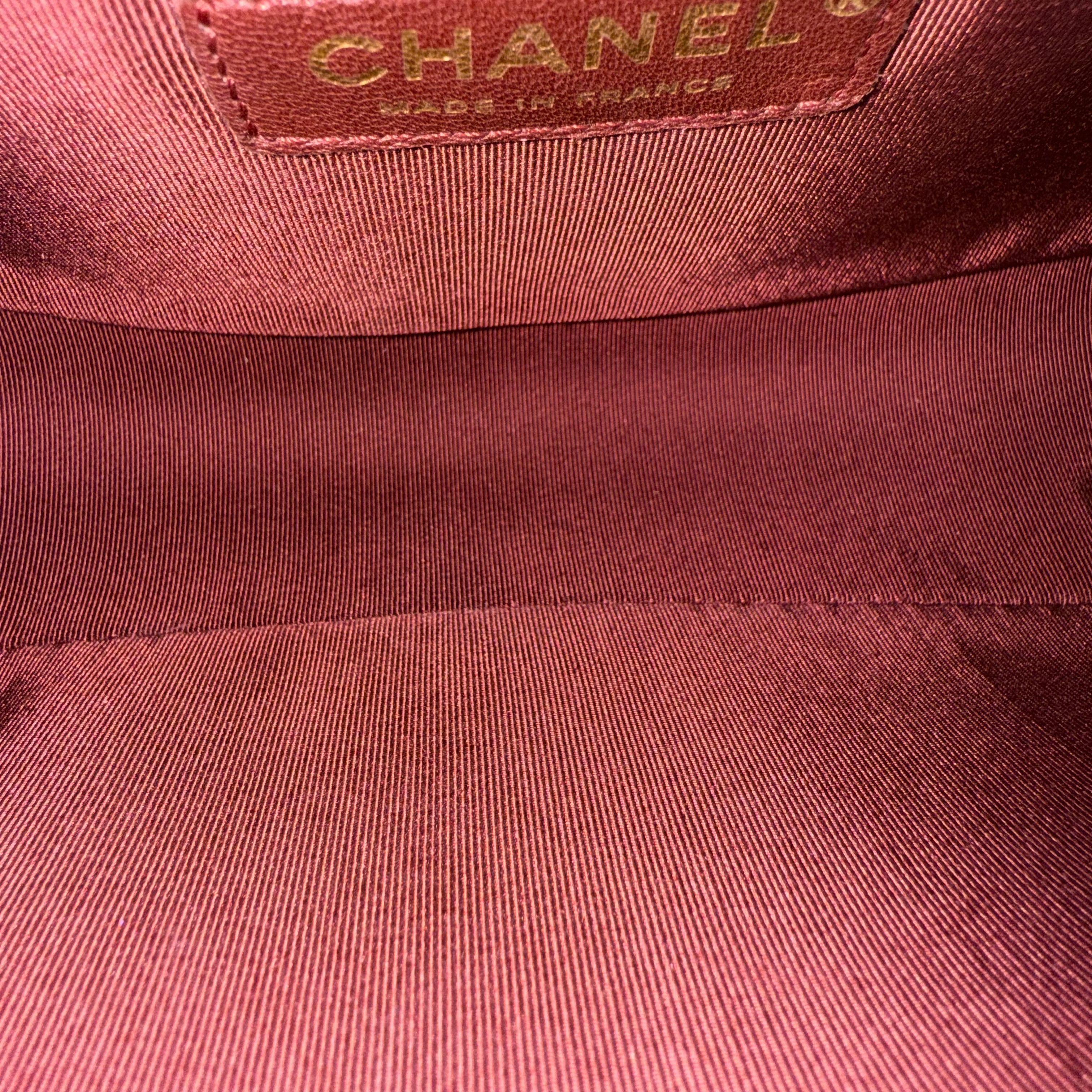 Chanel Boy Medium - 25CM Quilted Lambskin Burgundy Red Gold Hardware Series 22