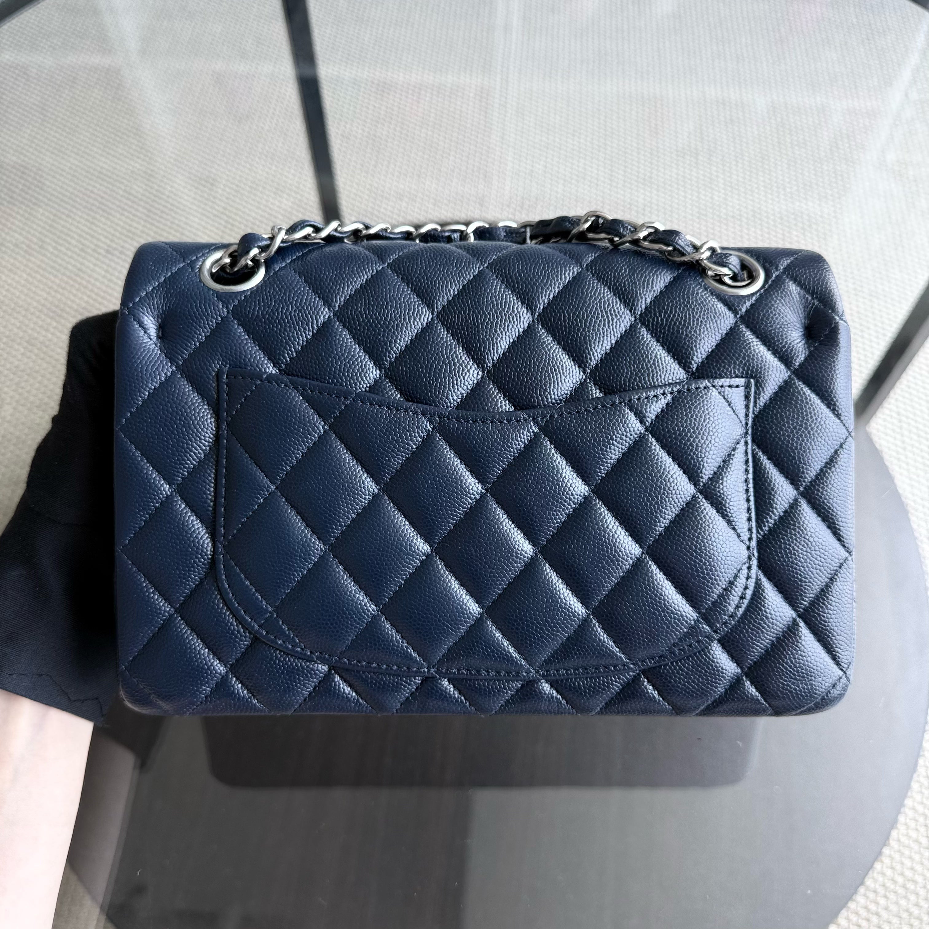 Chanel Classic Flap Small - Caviar 23CM Quilted Midnight Blue Silver Hardware Series 24