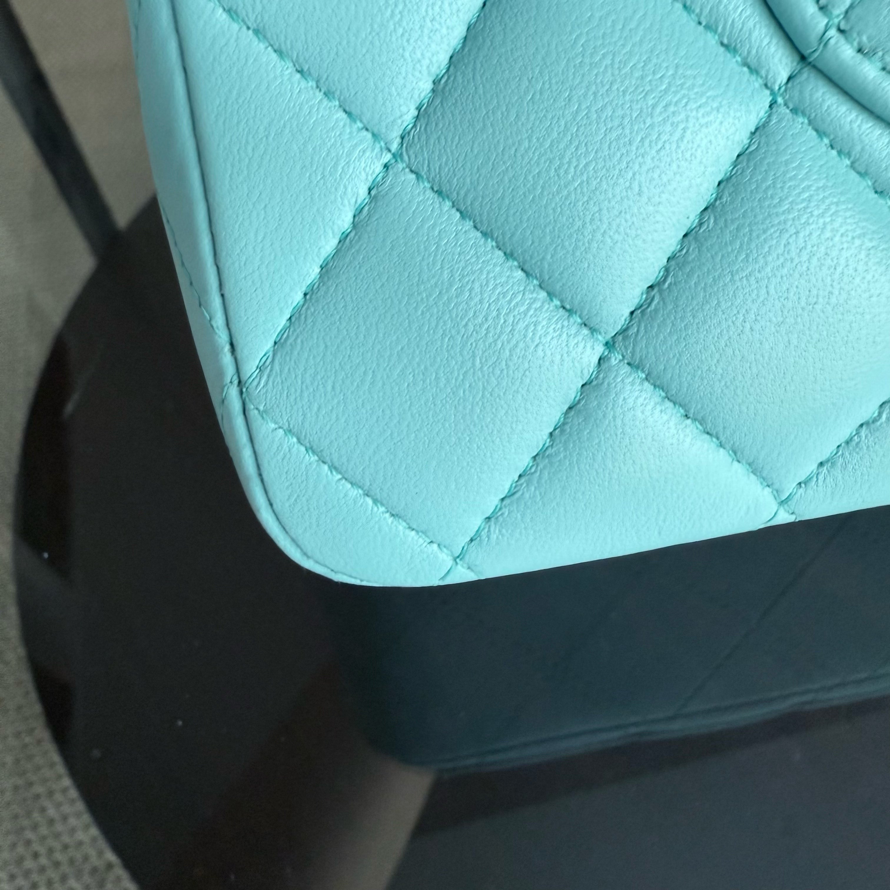 Chanel Classic Flap Medium - 25CM Quilted Lambskin Light Blue Silver Hardware Series 27