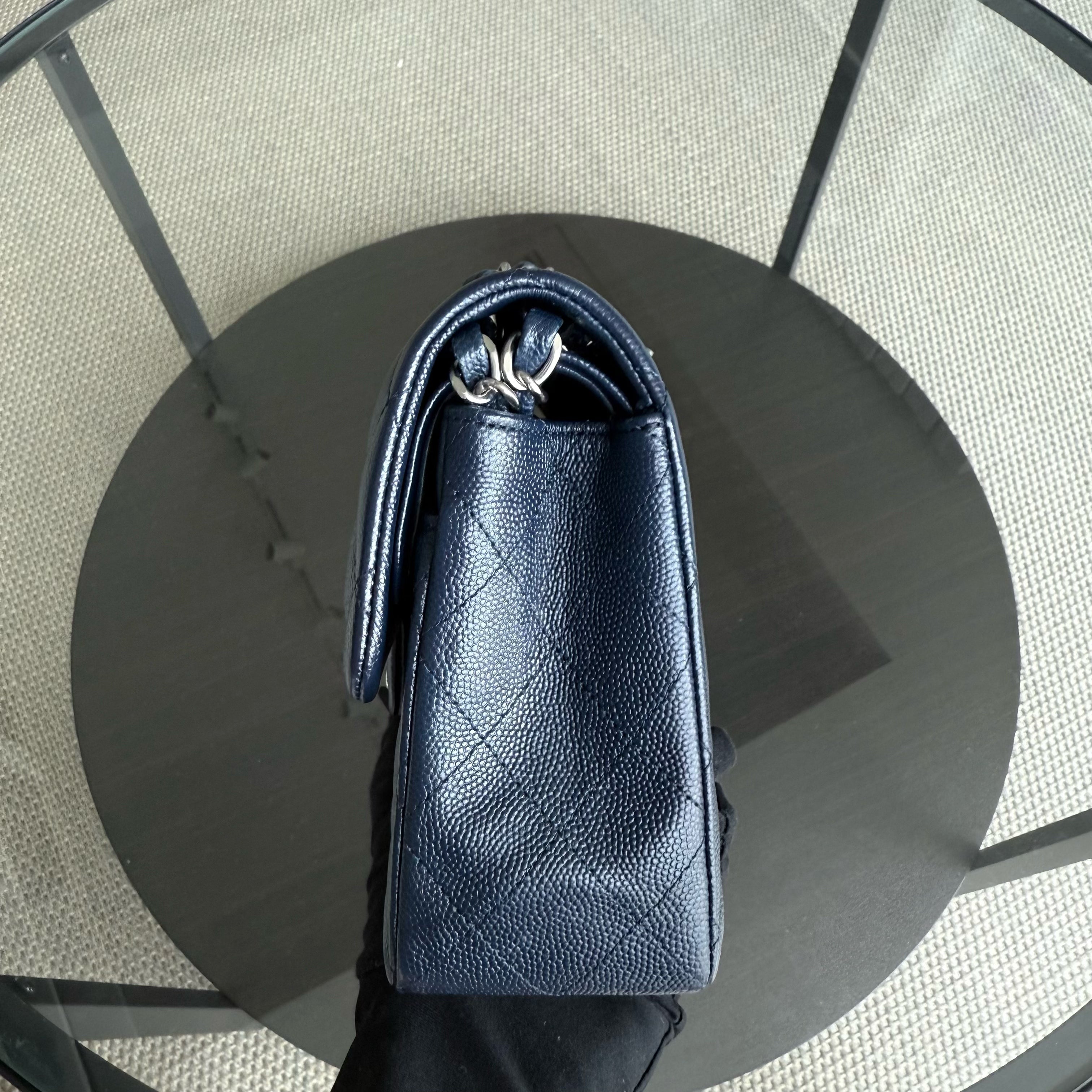 Chanel Classic Flap Small - Caviar 23CM Quilted Midnight Blue Silver Hardware Series 24