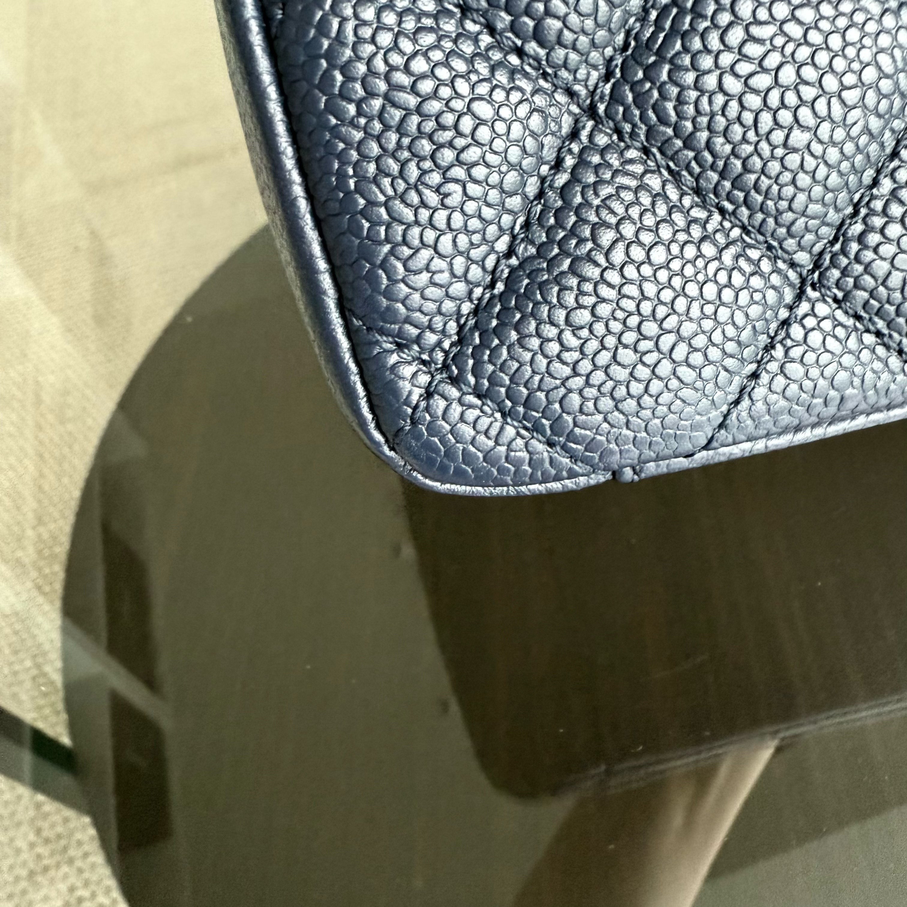 Chanel GST Grand Shopping Tote - Caviar Quilted Dark Blue Gold Hardware Series 19