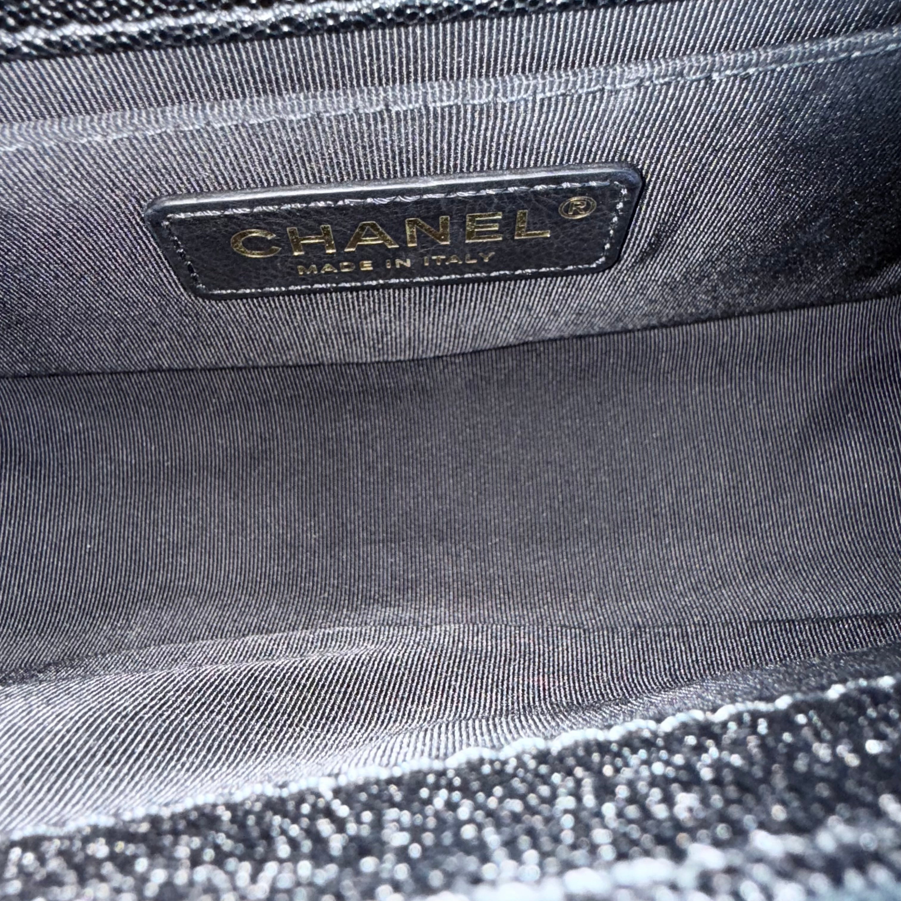 Chanel Boy Small - Caviar 20CM Chevron Black Shiny Gold Hardware Series 27