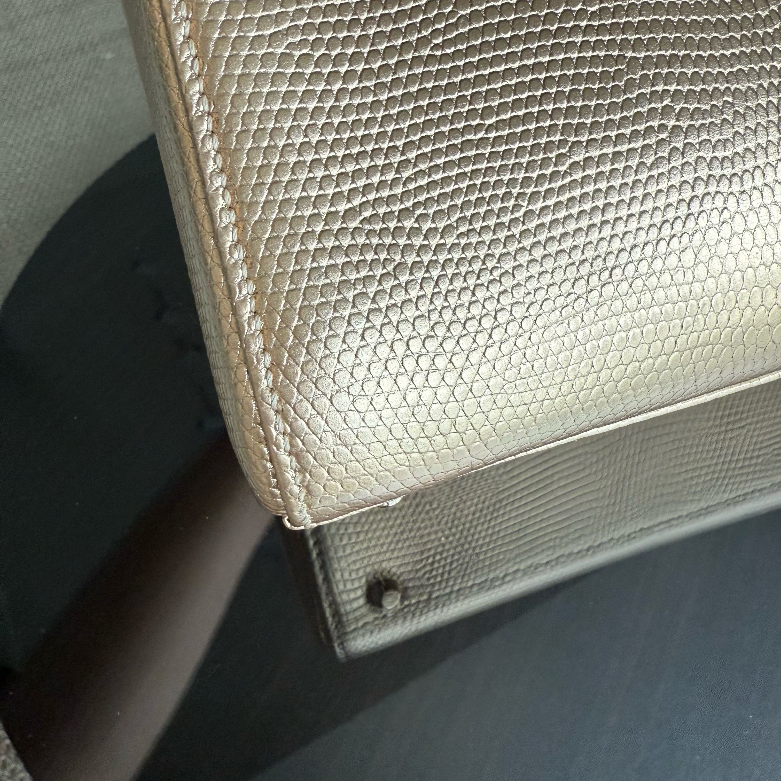 Dior Lady Mini - Exotic Lizard Skin Gold Metallic Gold Hardware Chain Strap