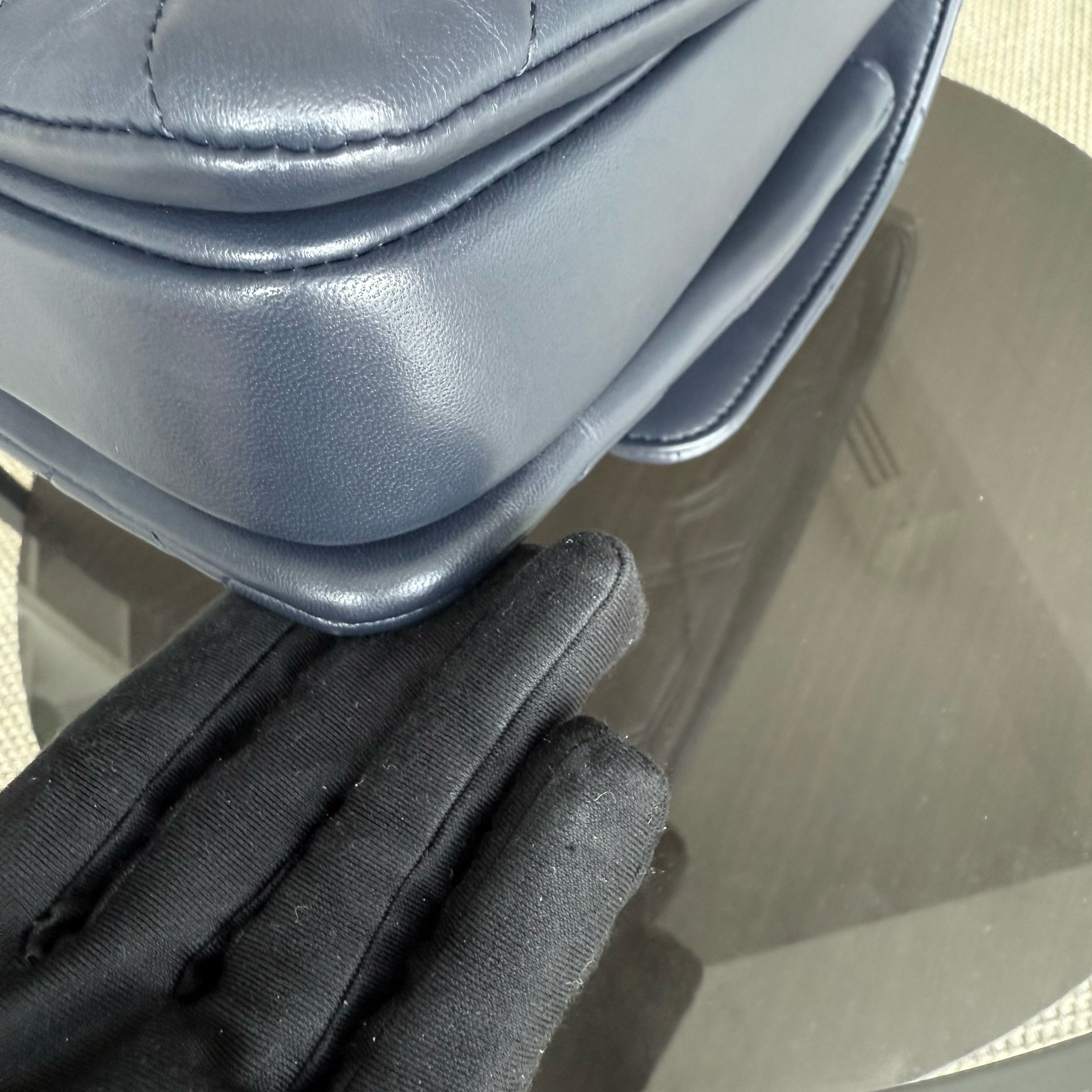 Chanel Trendy CC Large - Quilted Lambskin 30CM Navy Blue Gold Hardware Series 24