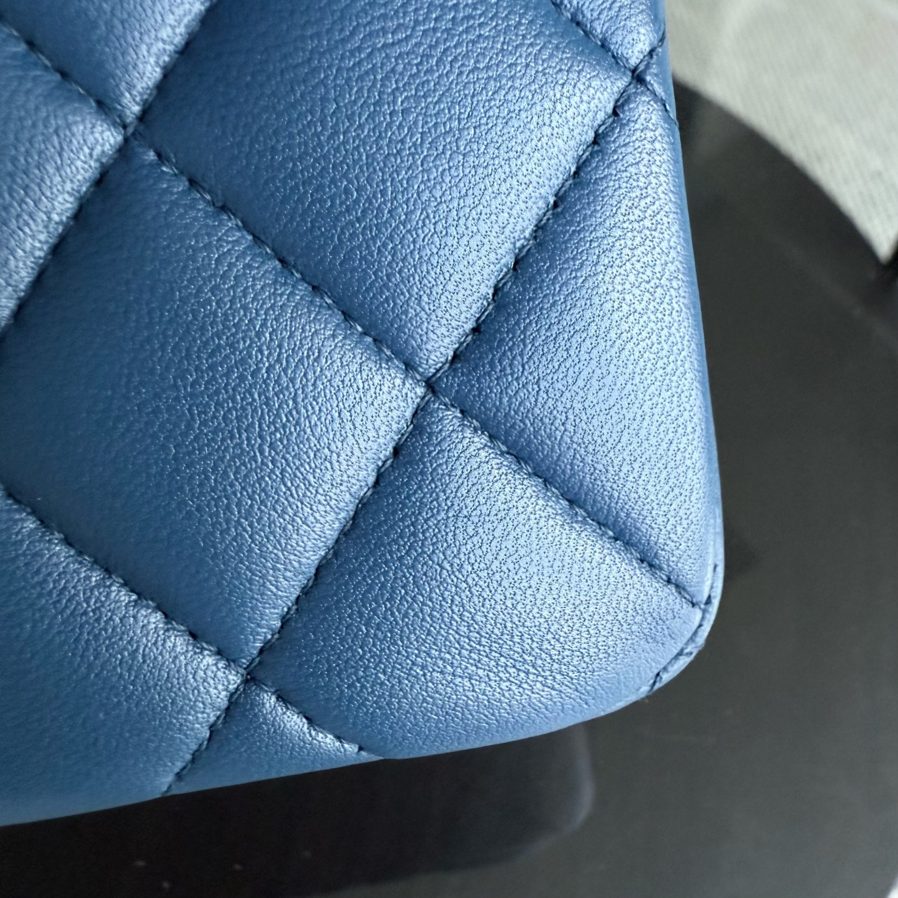 Chanel Classic Flap Small - 23CM Quilted Lambskin Blue Gold Hardware Series 25