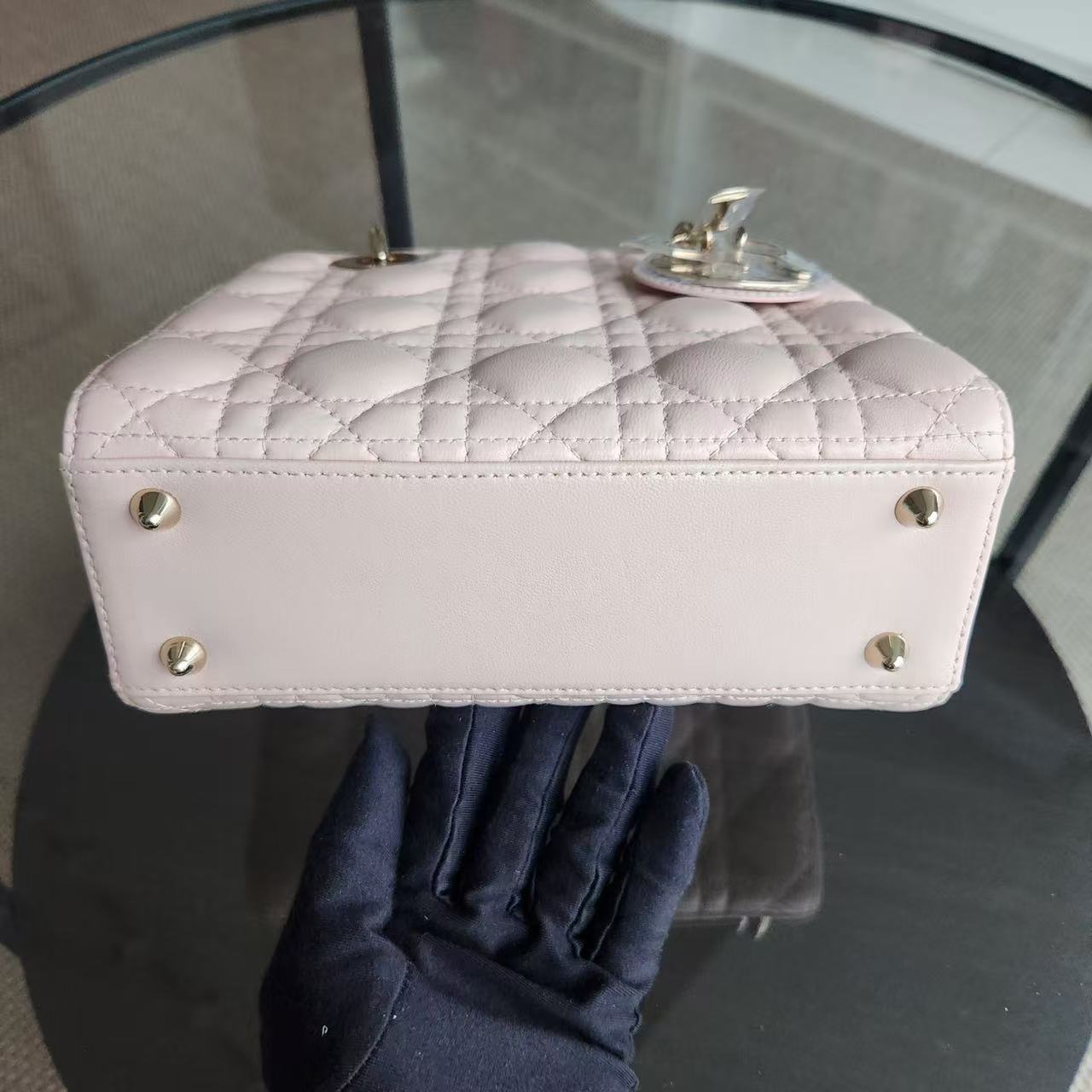Dior Lady Small - Cannage Lambskin Light Blush Pink Gold Hardware