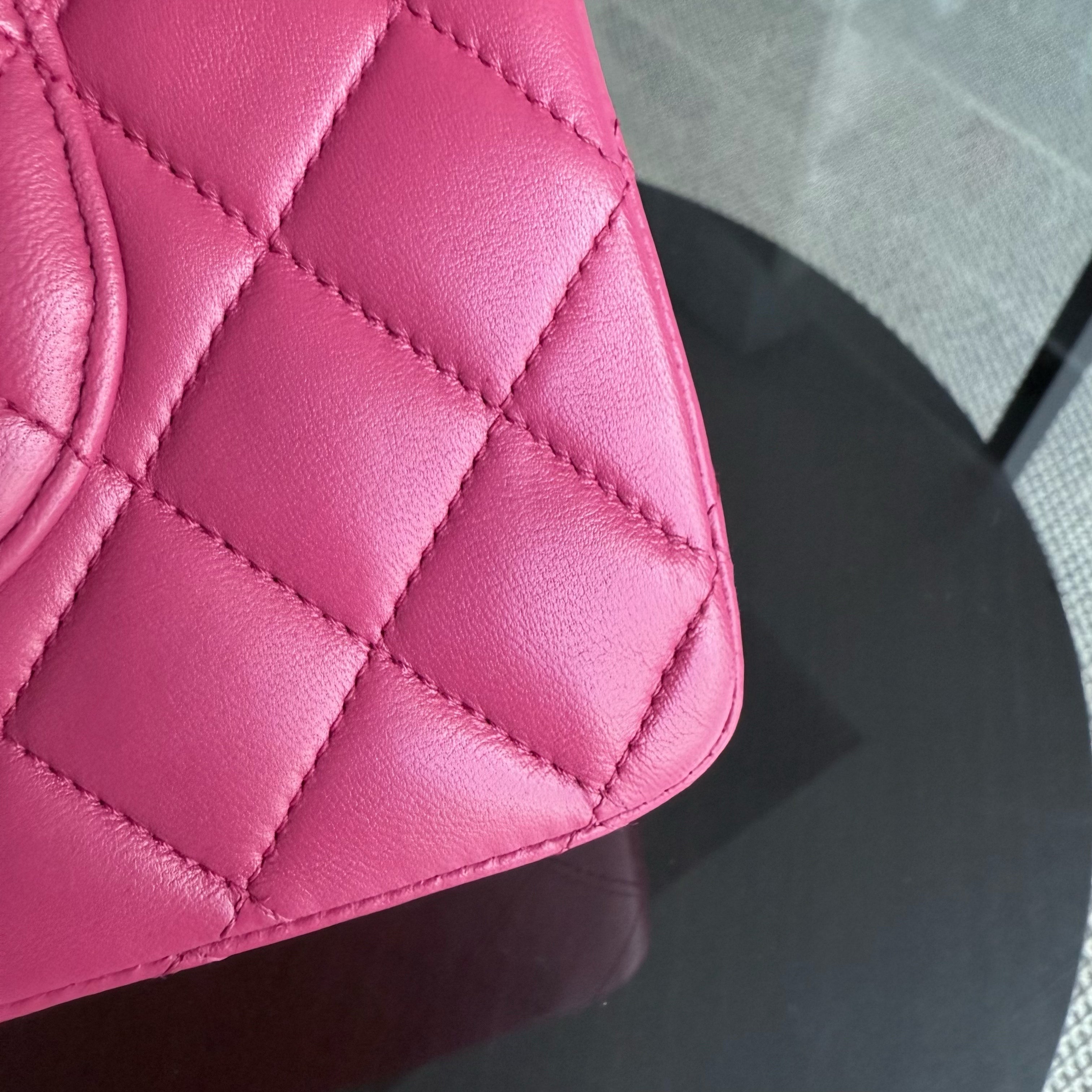 Chanel Classic Flap Medium - 25CM Quilted Lambskin Pink Silver Hardware Series 26