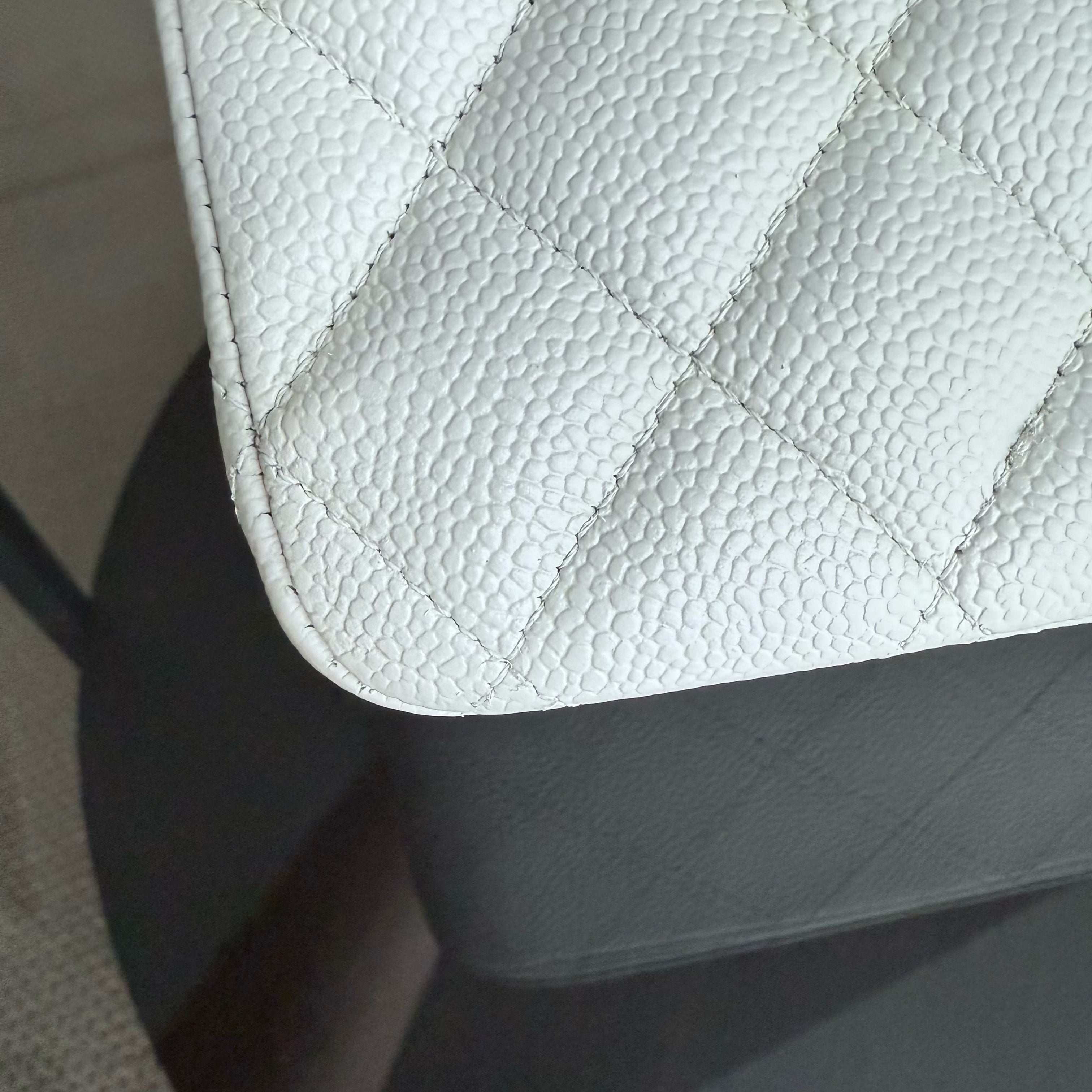 Chanel Classic Flap Medium - Caviar 25CM Quilted White Silver Hardware Series 30
