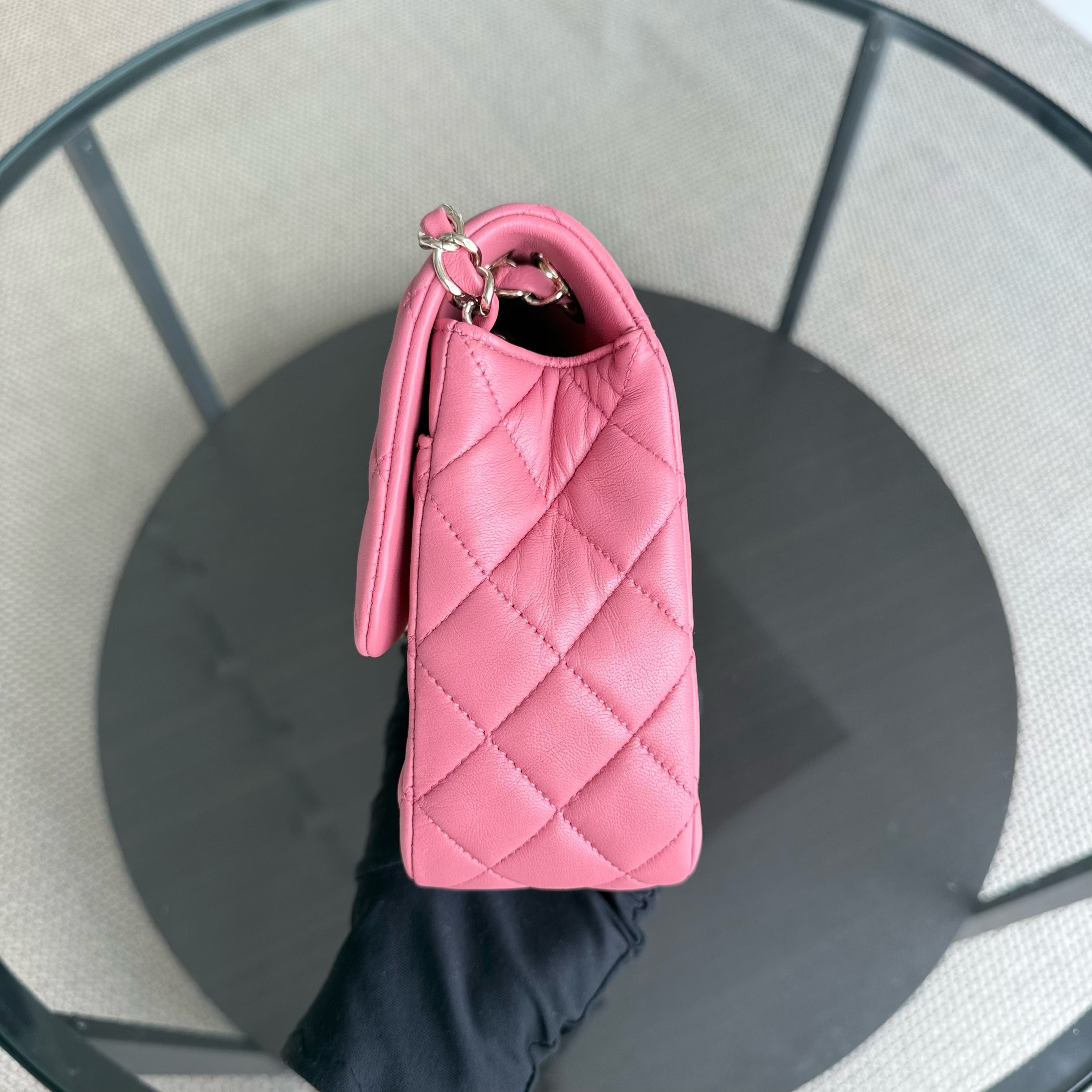 Chanel Classic Flap Medium Valentine Edition - 25CM Quilted Lambskin Sakura Pink Gold Hardware Series 19