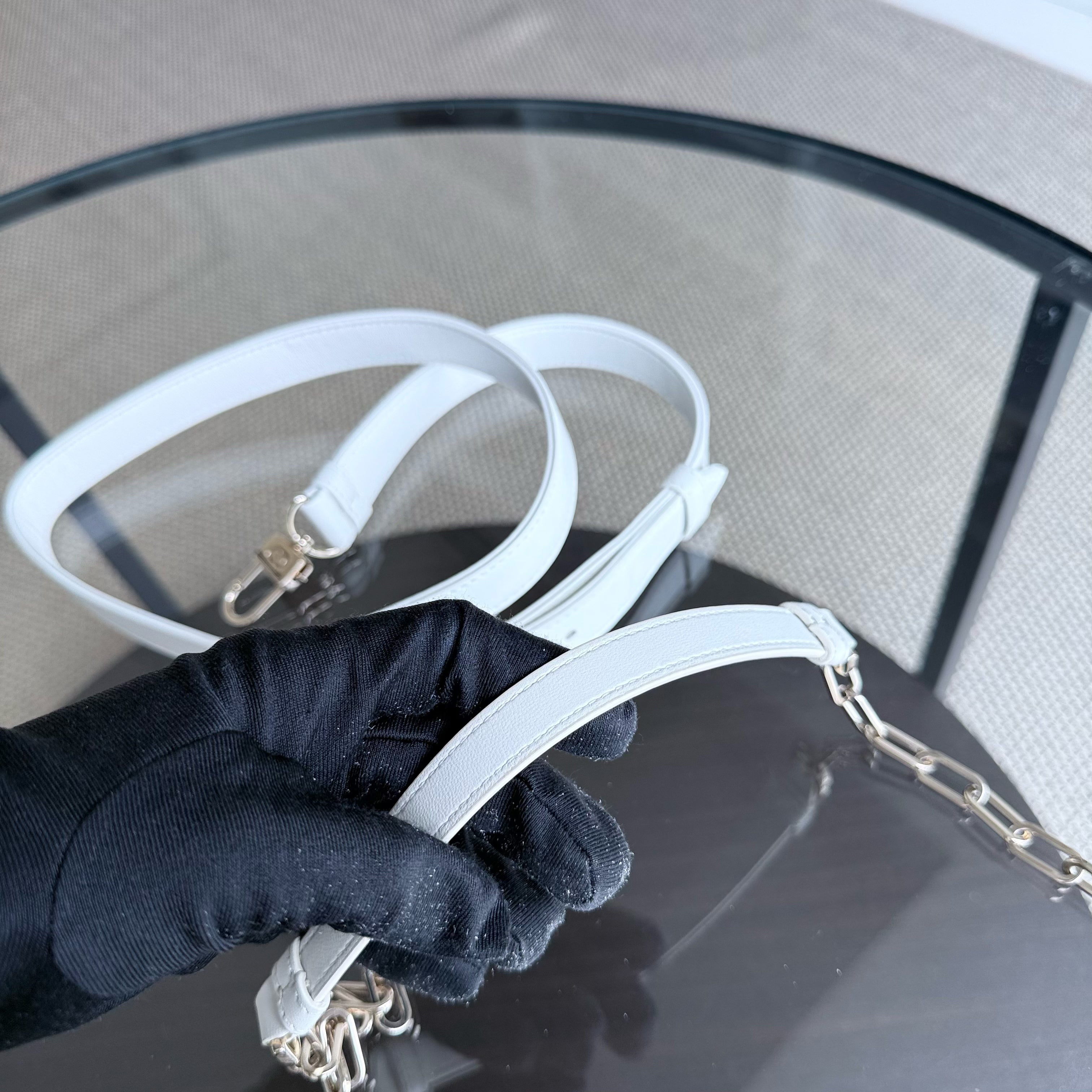 Dior D-joy Medium - Cannage Lambskin White Gold Hardware