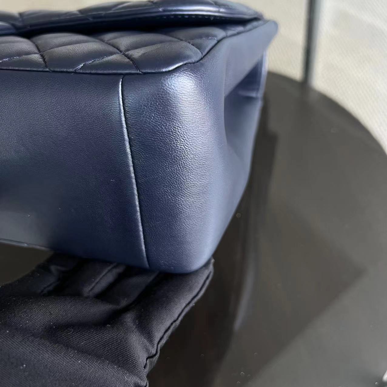 Chanel Chic Flap Jumbo Mademoiselle Quilted Lambskin Dark Blue Golden Hardware Series 21