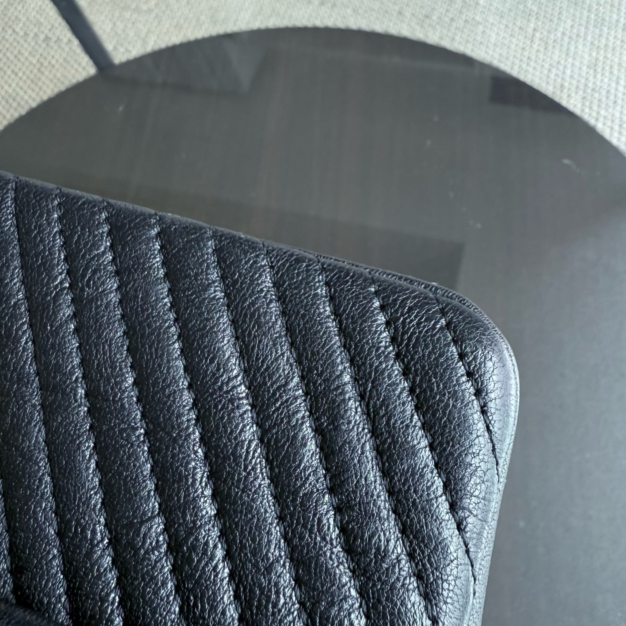 Chanel Seasonal Flap Surpique CC Herringbone Medallion Medium - 25CM Flap Chevron Goatskin Black Gold Hardware Series 20