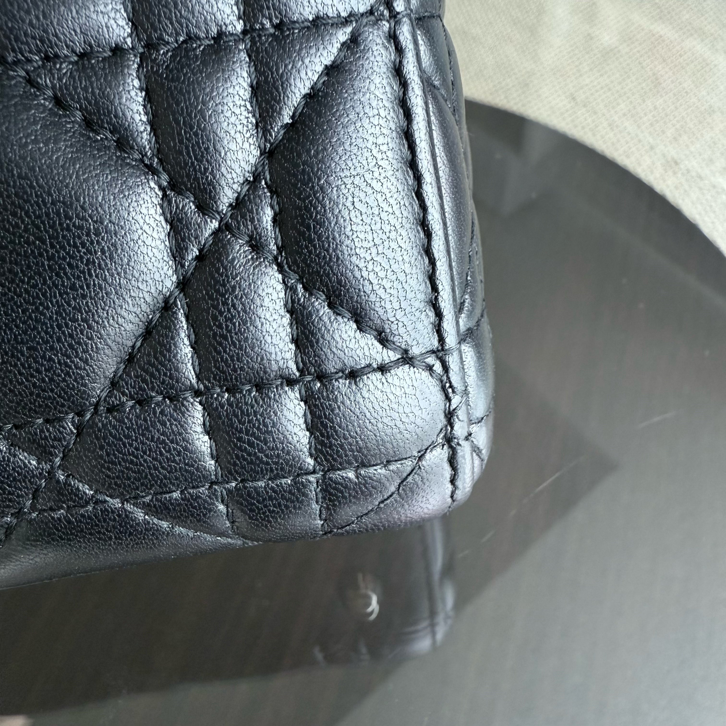 Dior Lady Mini - Cannage Lambskin Black Silver Hardware Chain Strap