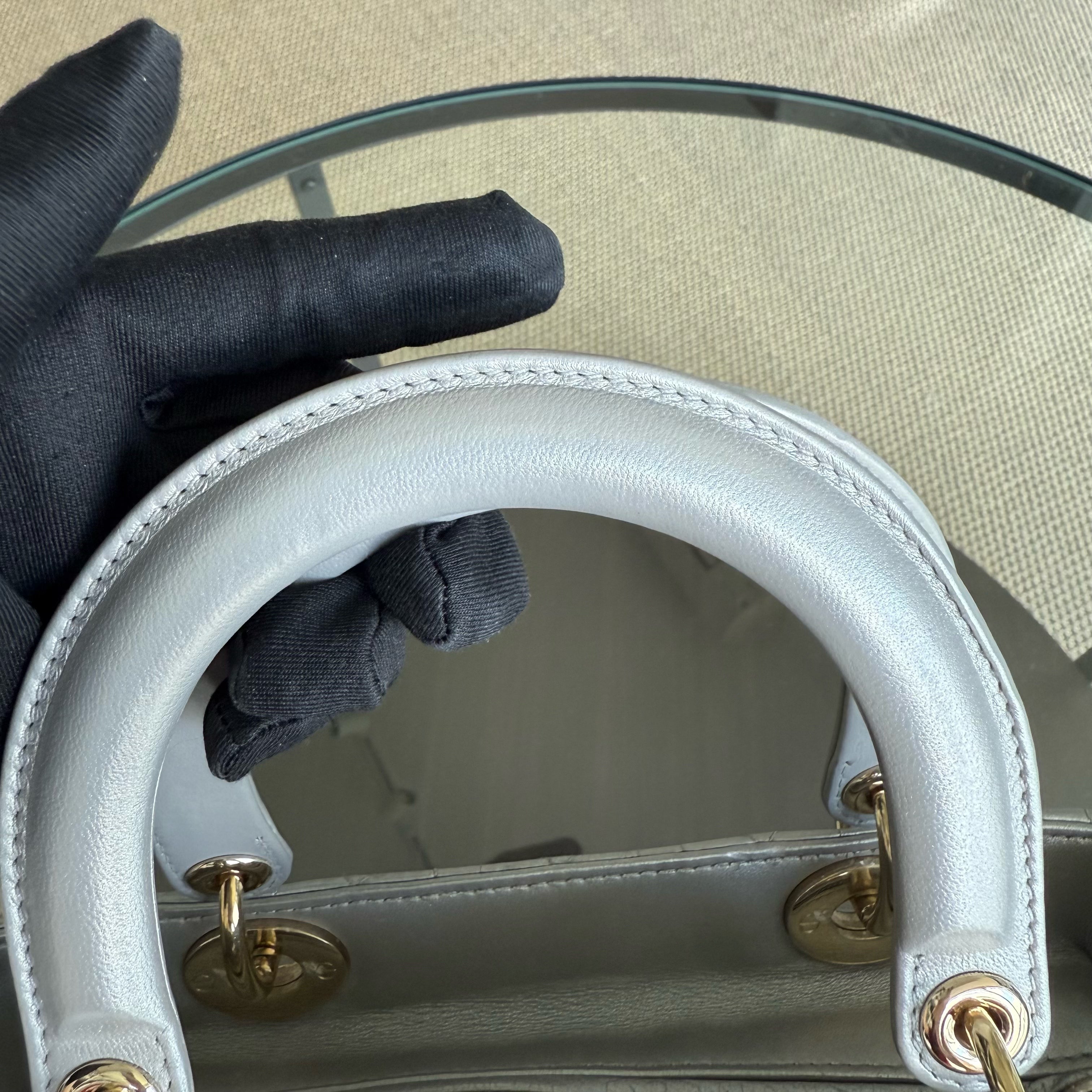Dior Lady Medium - Cannage Lambskin Silver Gold Hardware