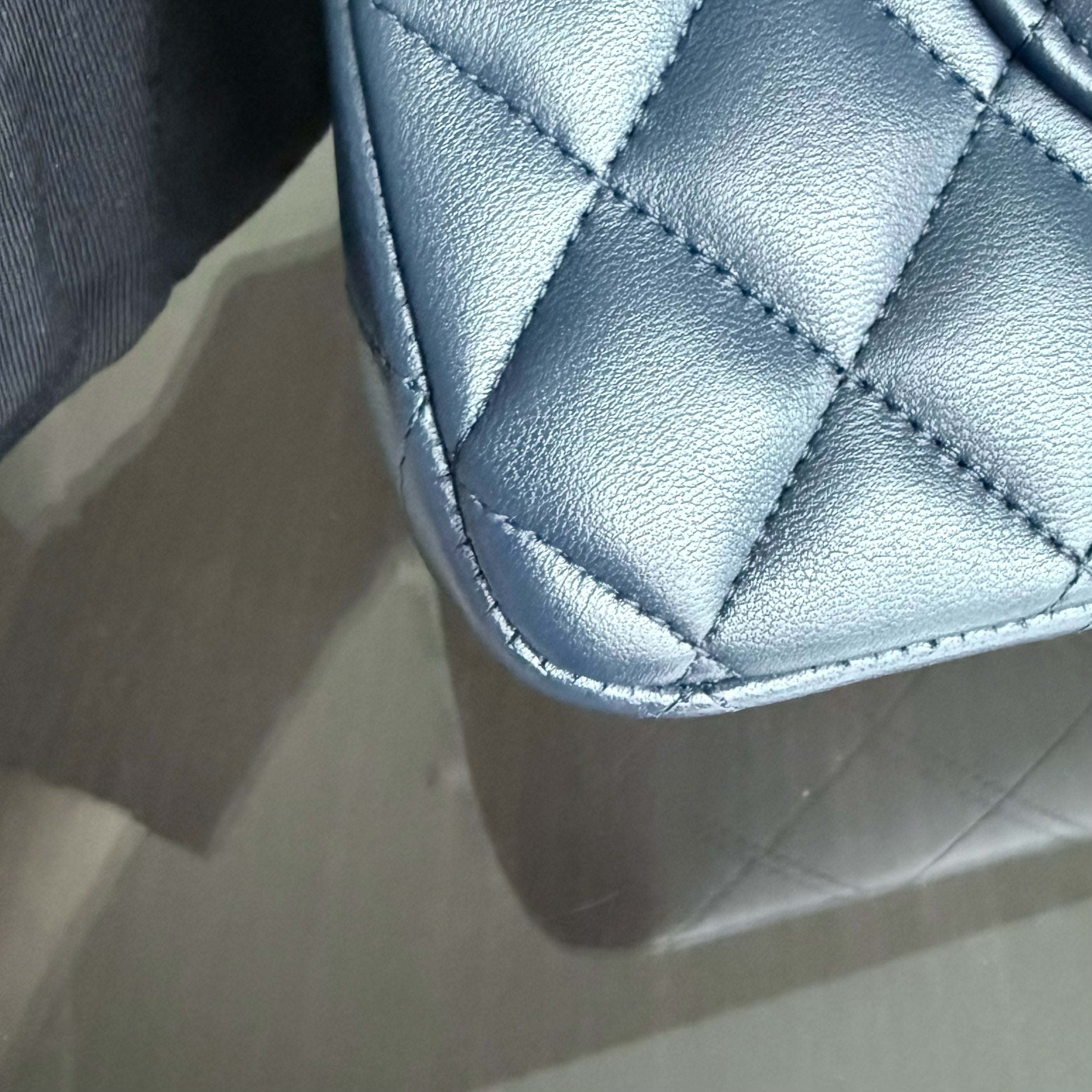 Chanel Classic Flap Medium - 25CM Quilted Lambskin Dark Blue Silver Hardware Series 22