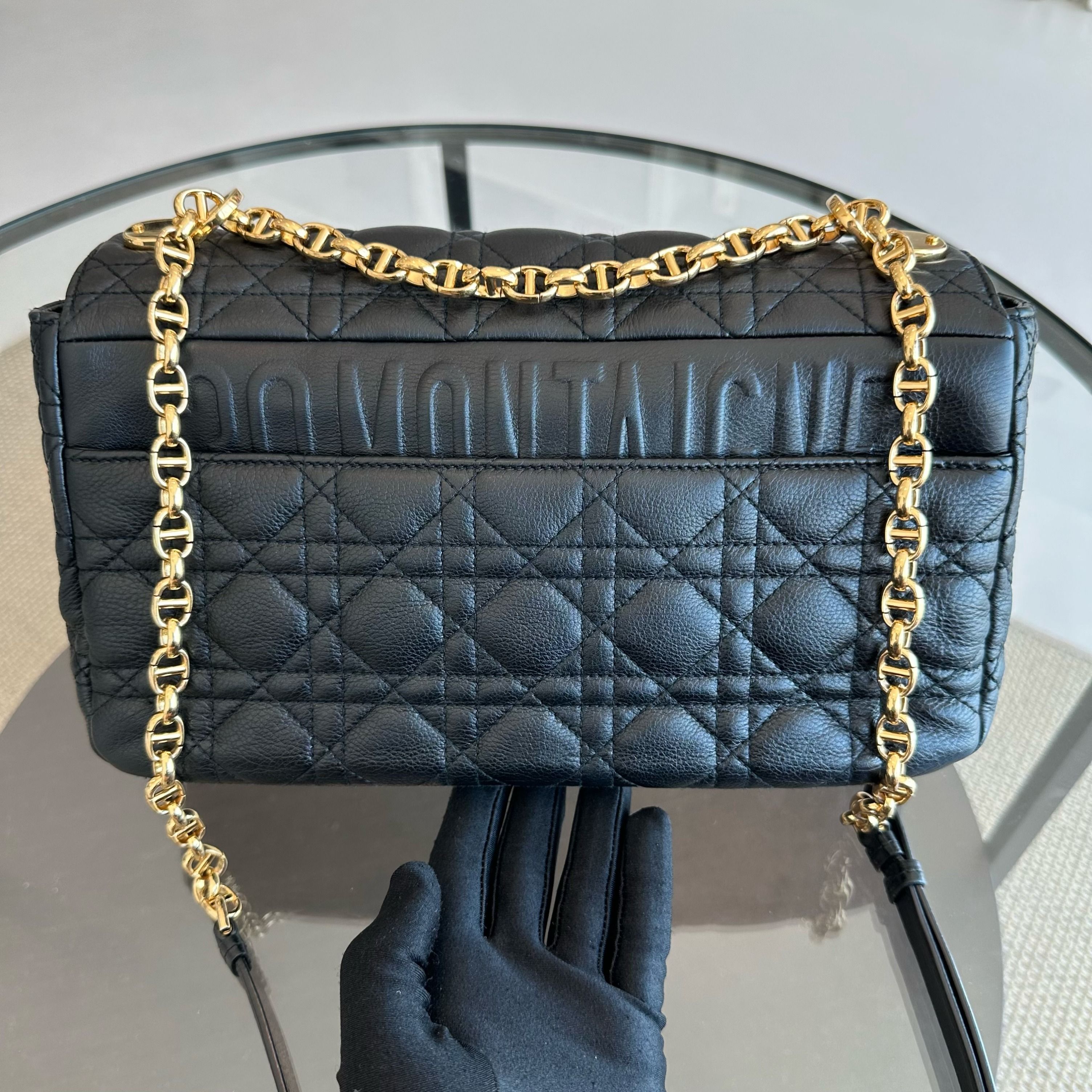 *Full Set, Receipt, 2022* Dior Caro Large Cannage Calfskin Black GHW - Luxury Evermore