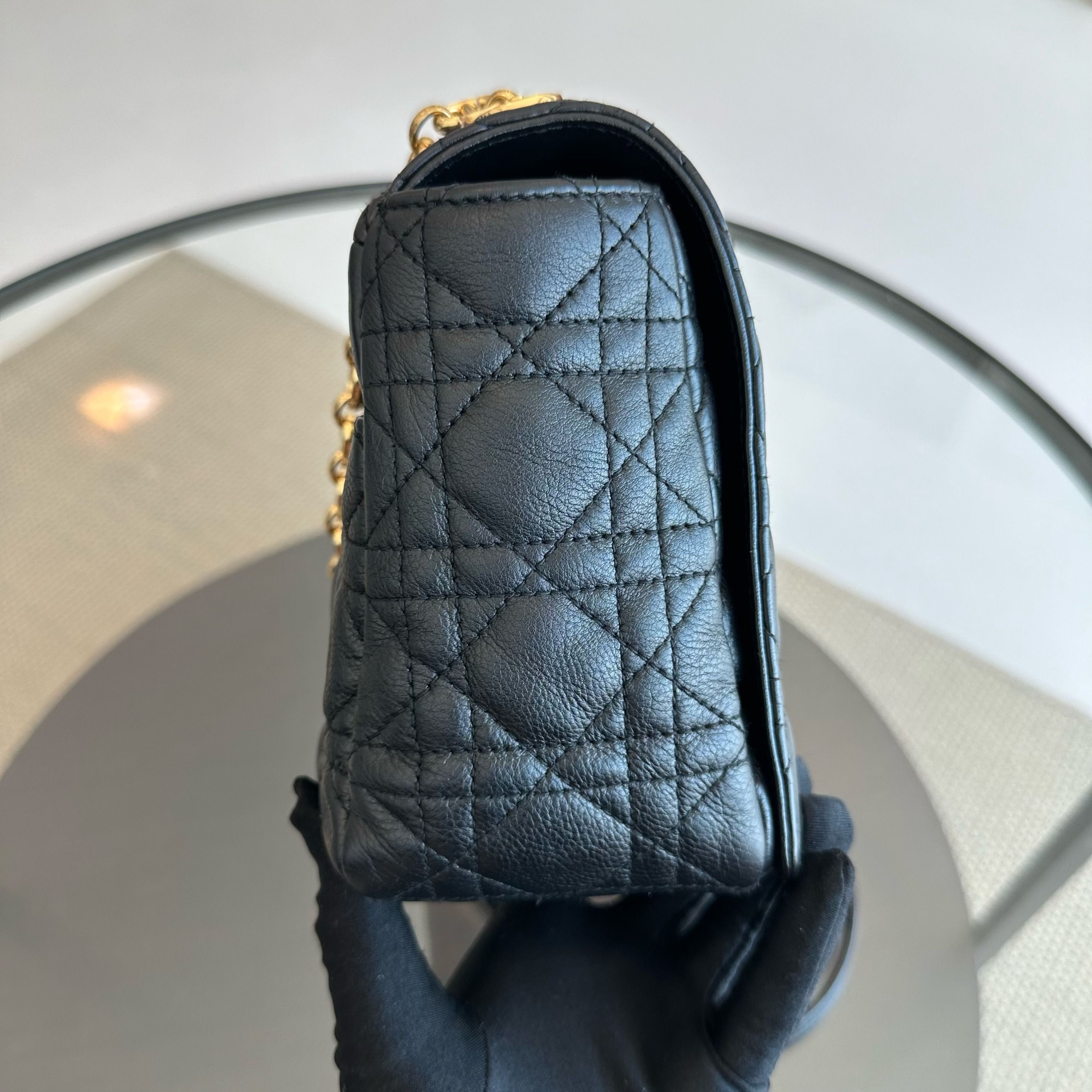*Full Set, Receipt, 2022* Dior Caro Large Cannage Calfskin Black GHW - Luxury Evermore