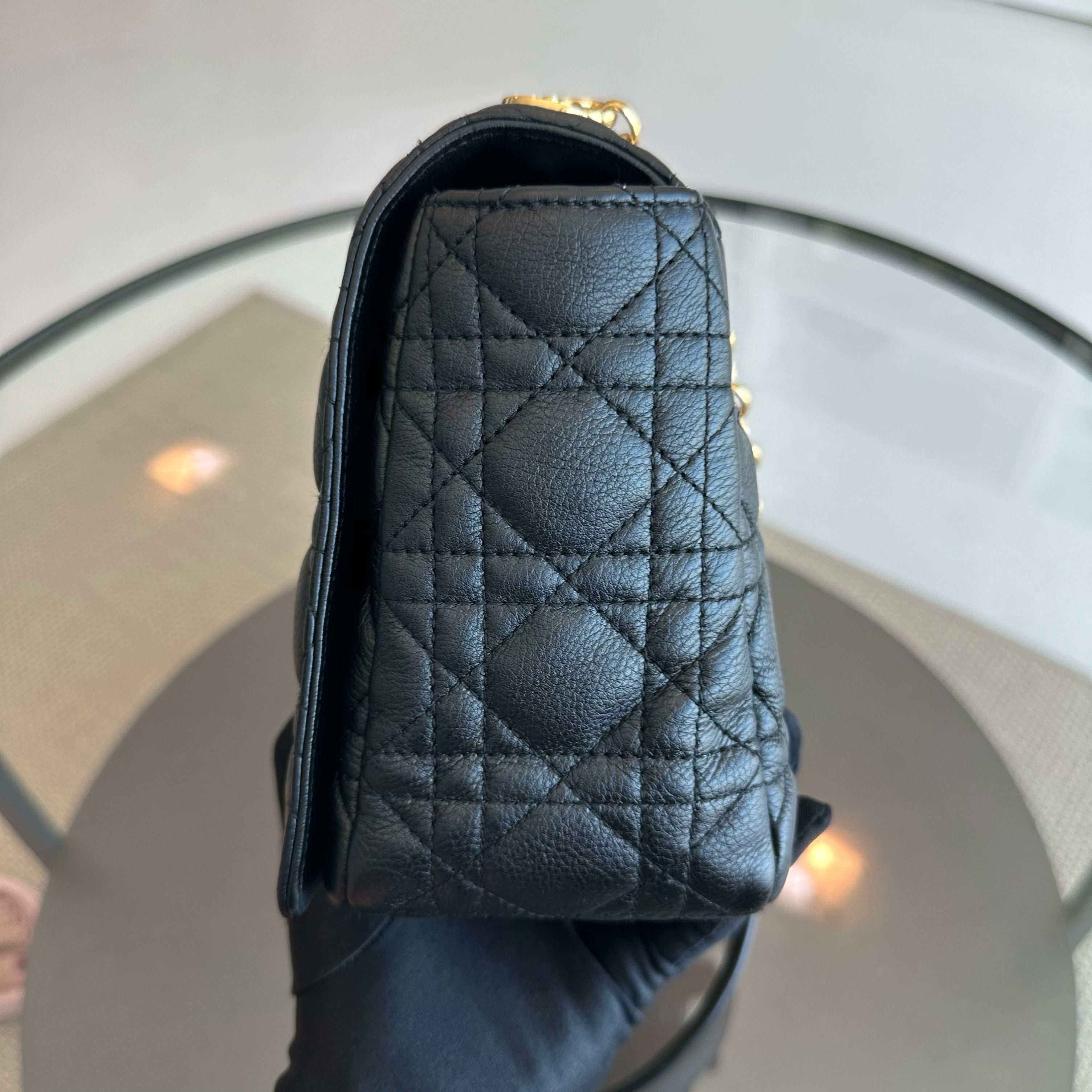 *Full Set, Receipt, 2022* Dior Caro Large Cannage Calfskin Black GHW - Luxury Evermore