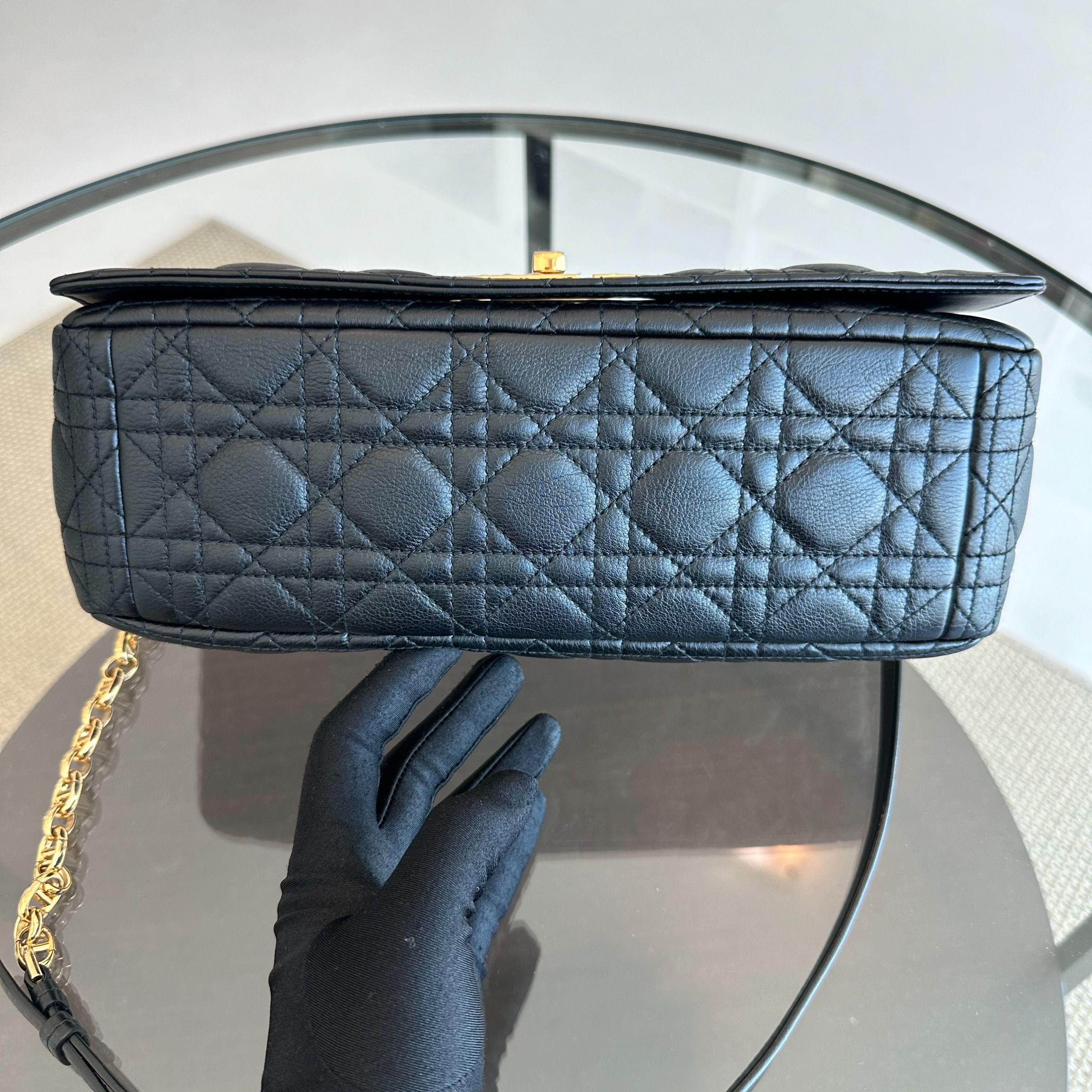 *Full Set, Receipt, 2022* Dior Caro Large Cannage Calfskin Black GHW - Luxury Evermore