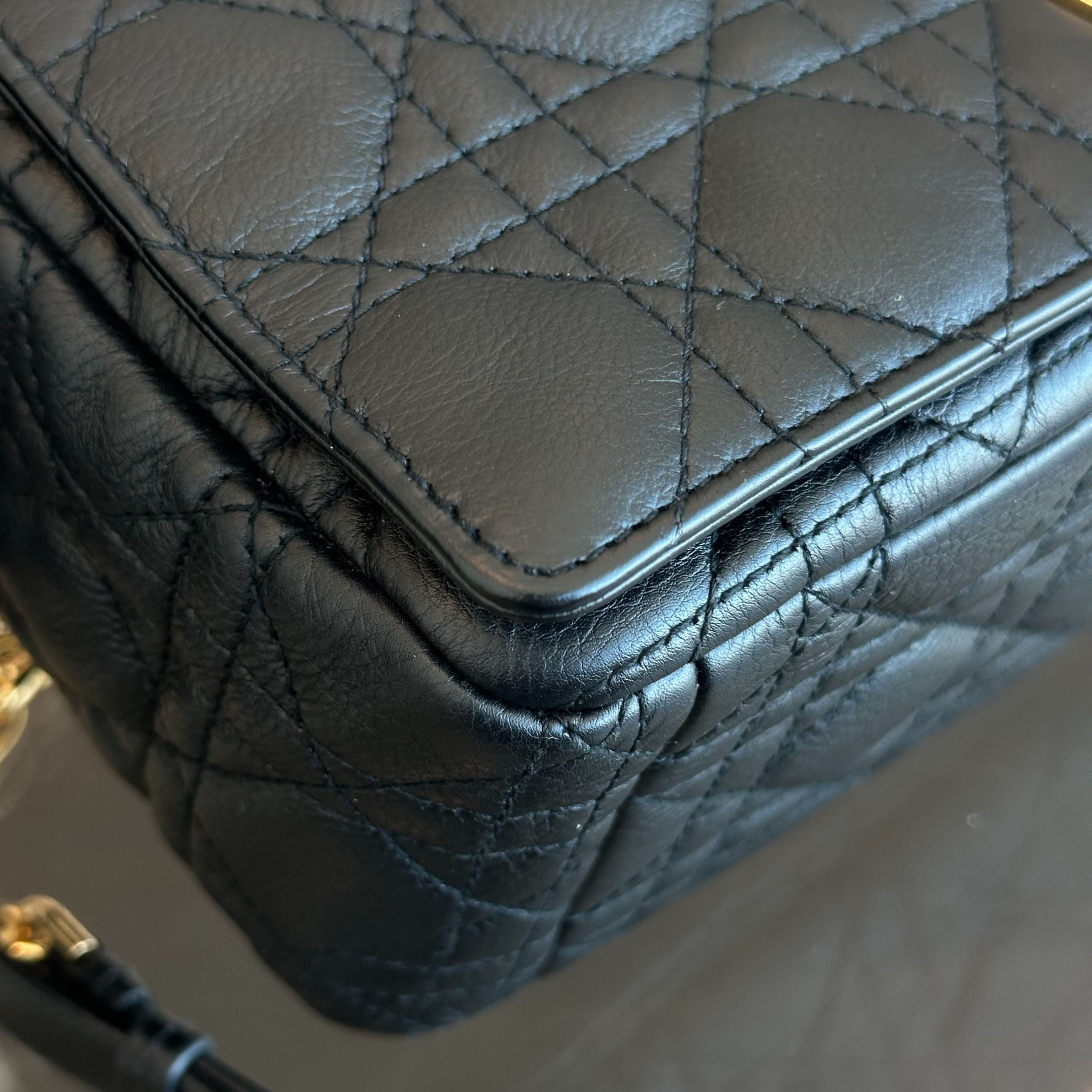 *Full Set, Receipt, 2022* Dior Caro Large Cannage Calfskin Black GHW - Luxury Evermore