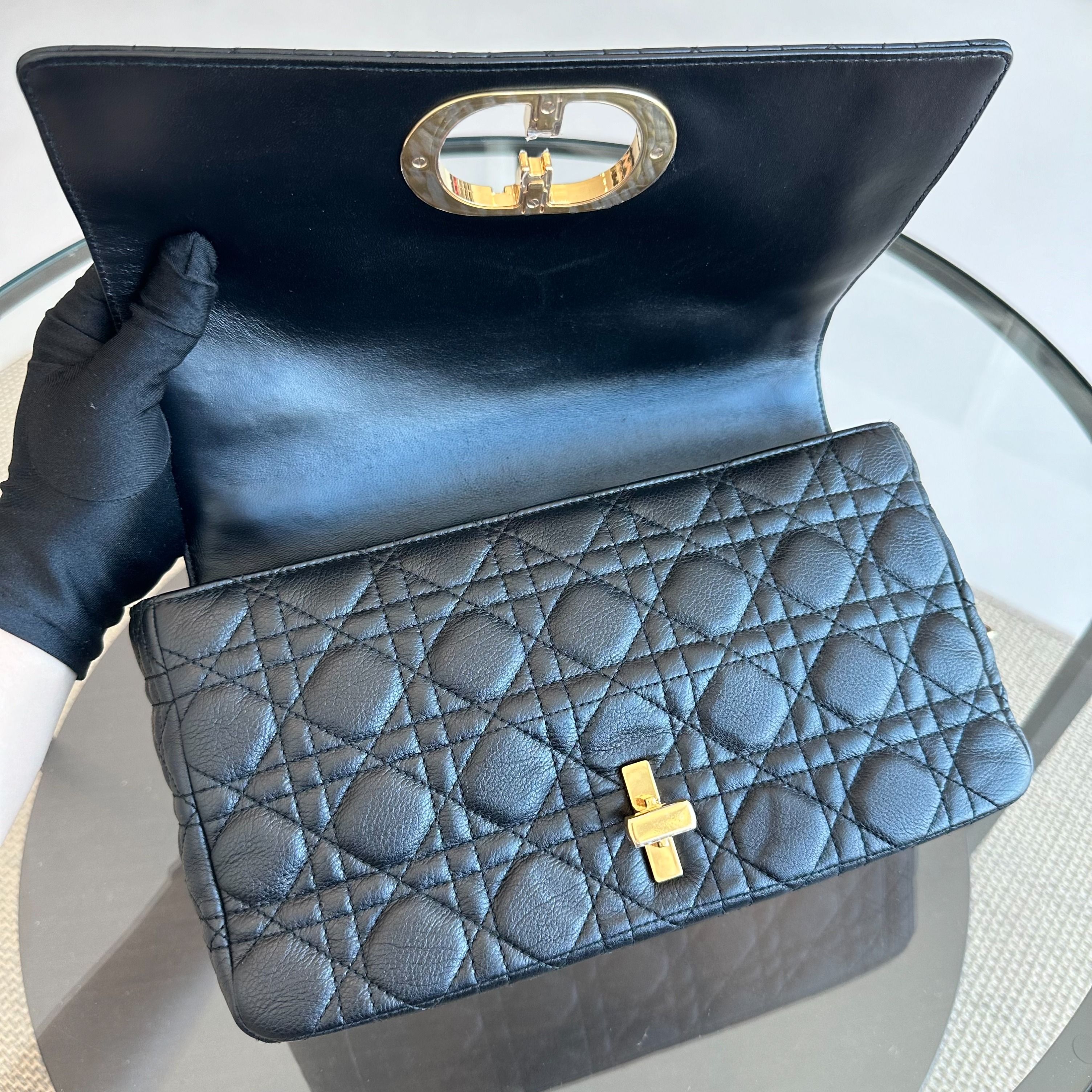 *Full Set, Receipt, 2022* Dior Caro Large Cannage Calfskin Black GHW - Luxury Evermore