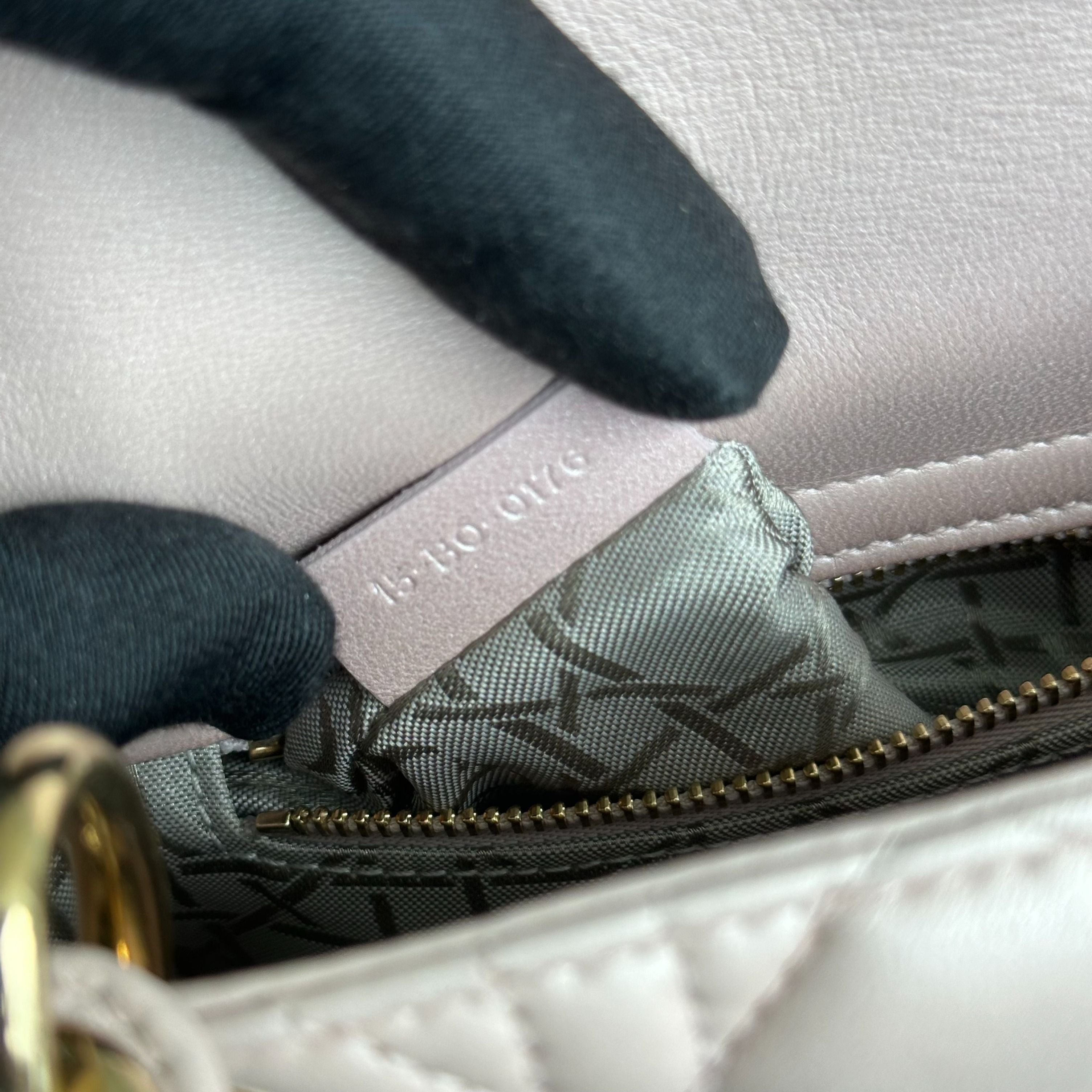 *Full Set, Receipt, Chain Strap* Dior Lady Mini Cannage Lambskin Iridescent Pink GHW - Luxury Evermore