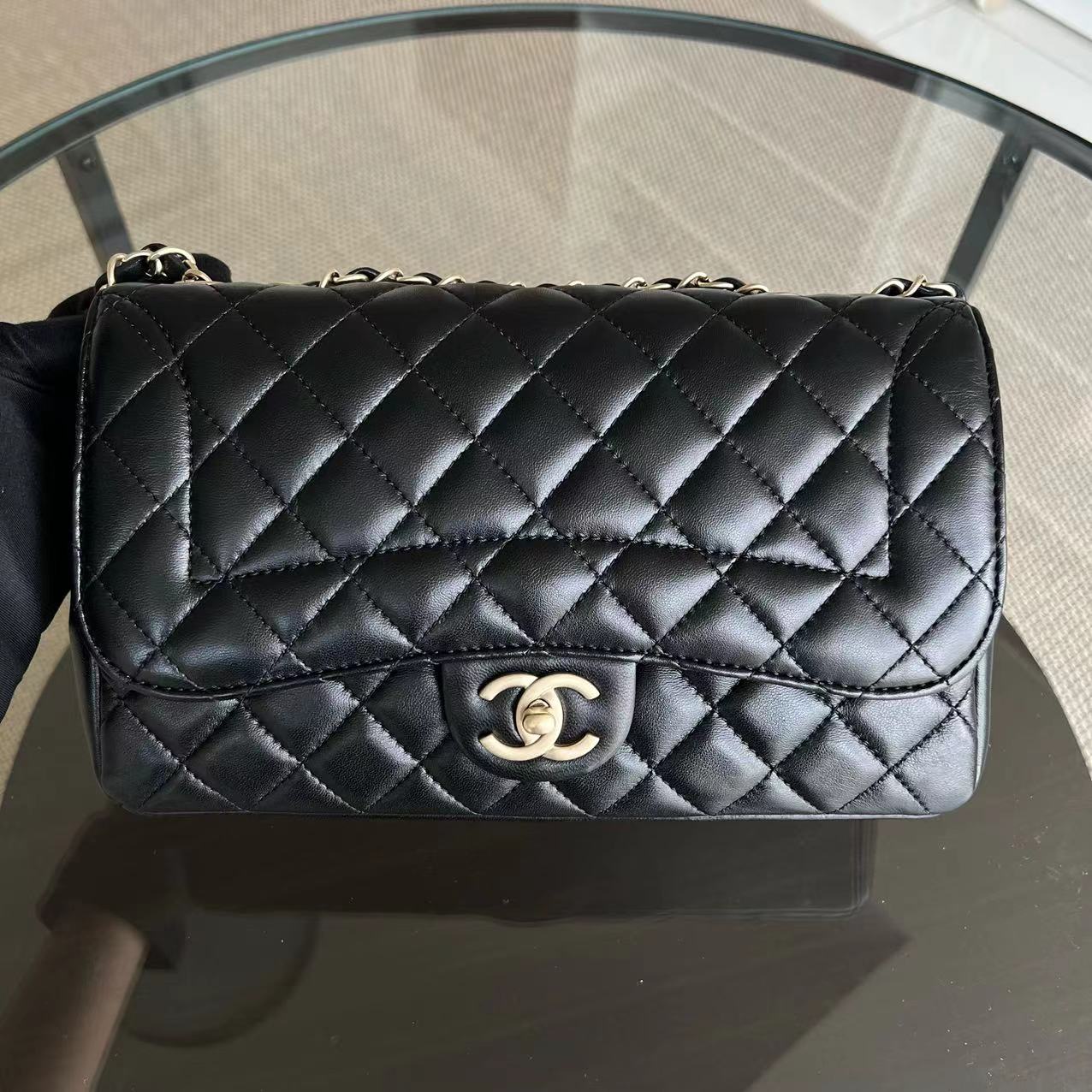 *Full Set Receipt* Chanel Mademoiselle Chic Seasonal Flap Medium 26CM Lambskin Black GHW No 21 - Luxury Evermore