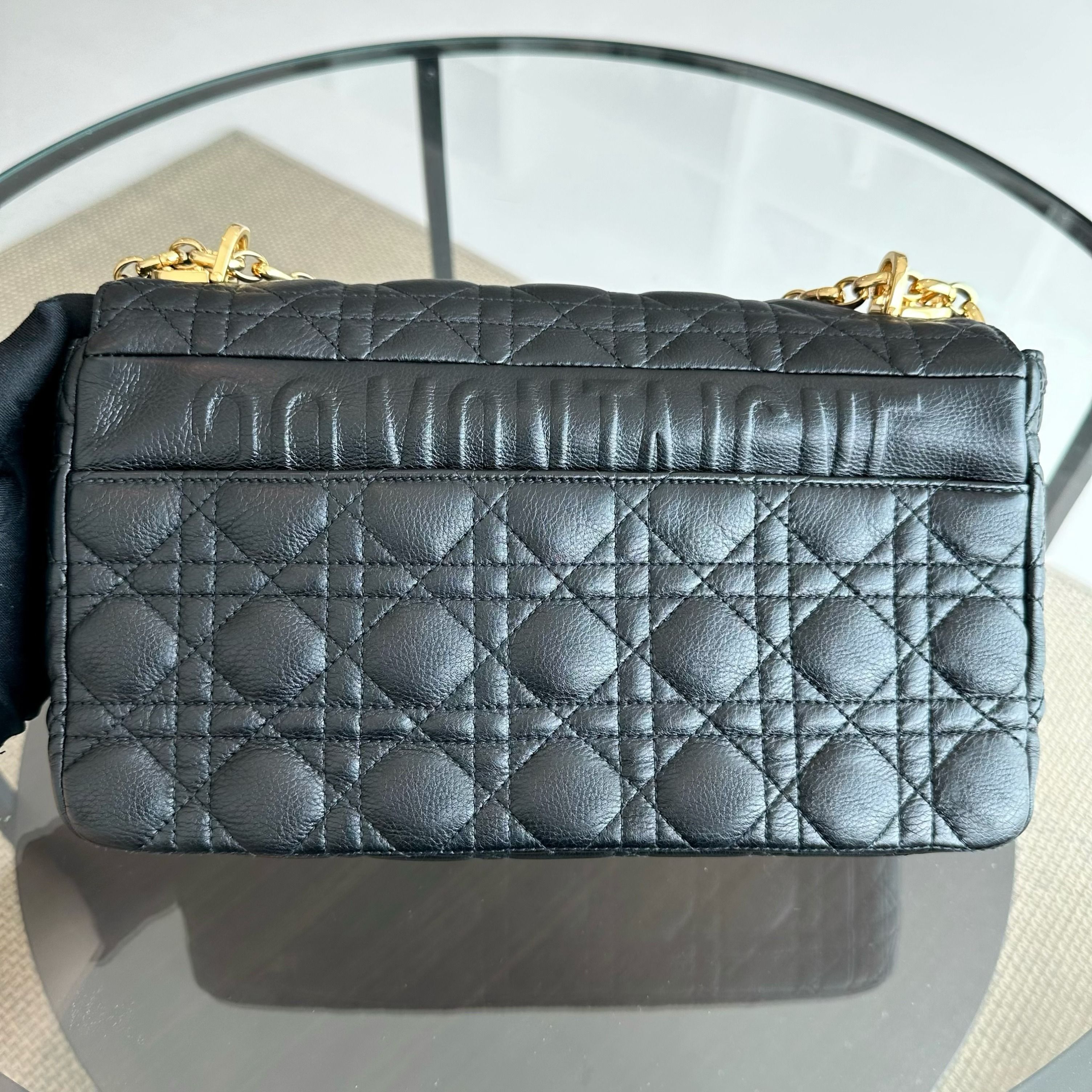 *Full Set, Receipt* Dior Caro Large Cannage Calfskin Black GHW - Luxury Evermore
