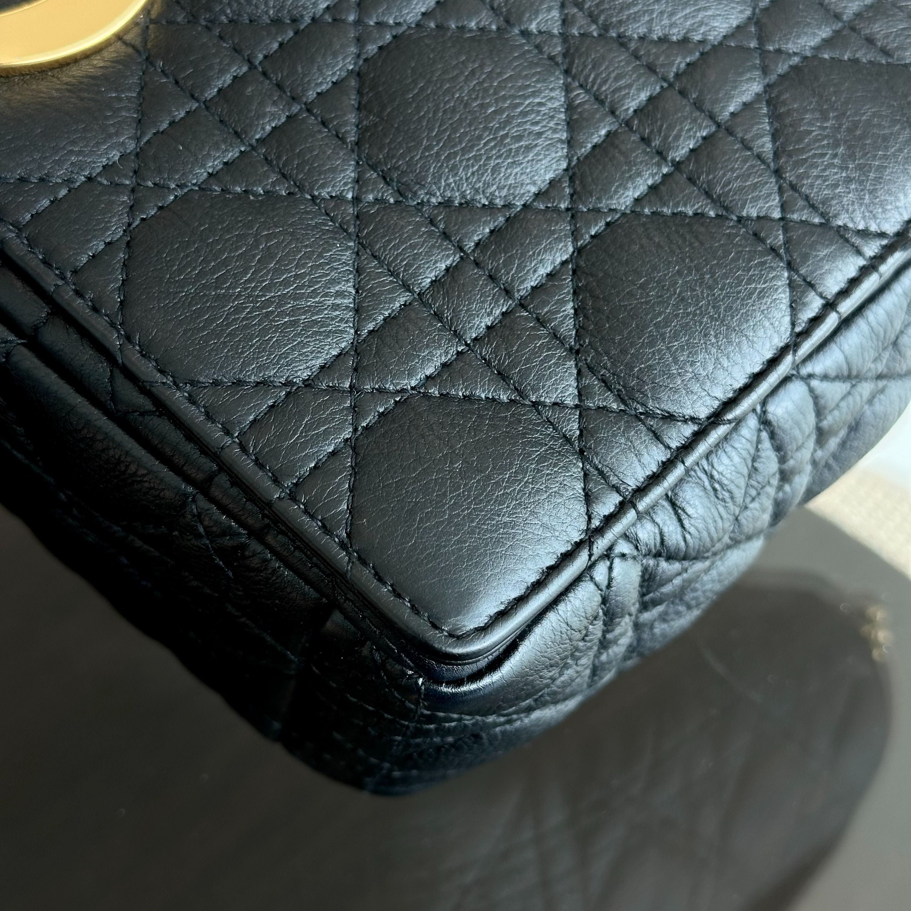 *Full Set, Receipt* Dior Caro Large Cannage Calfskin Black GHW - Luxury Evermore