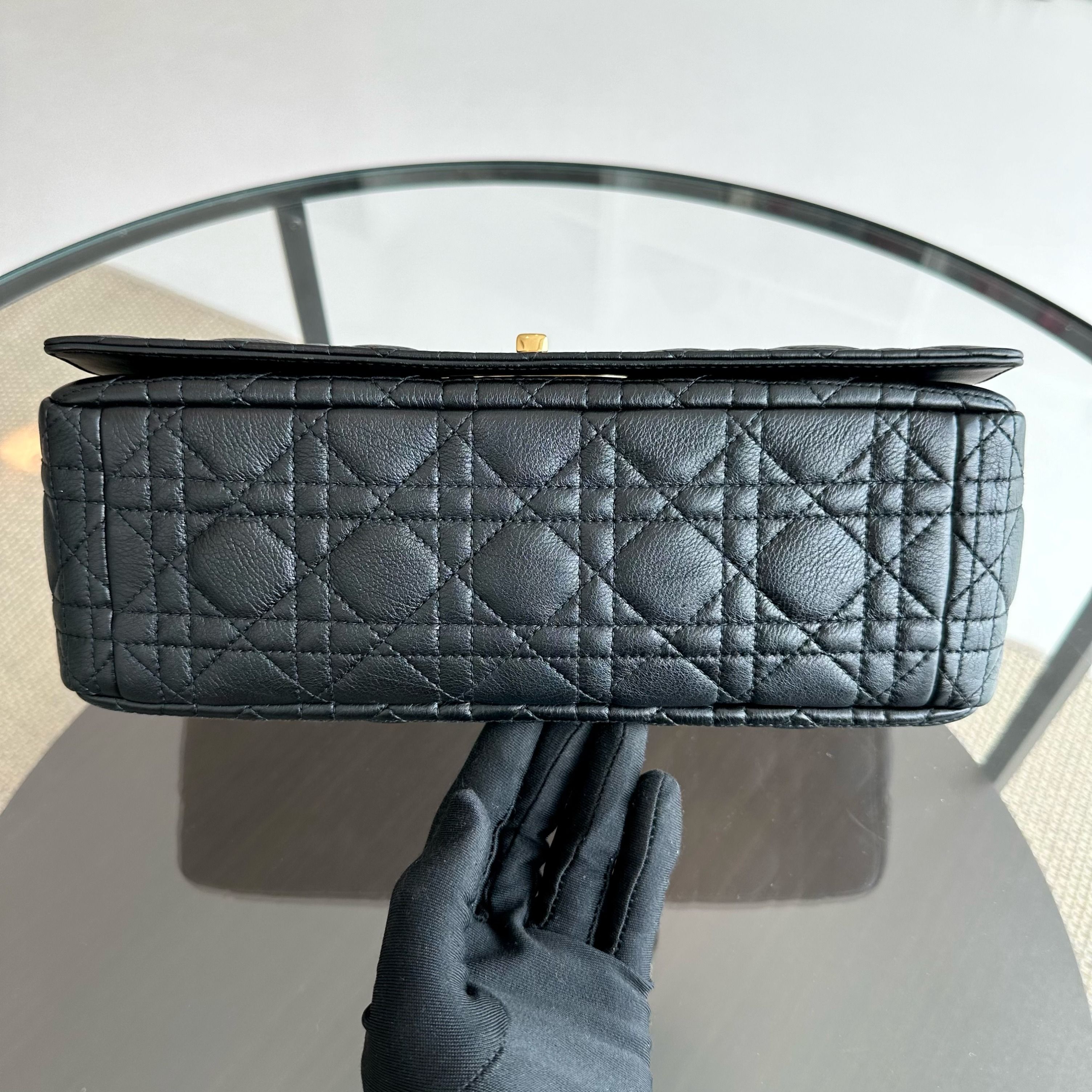 *Full Set, Receipt* Dior Caro Large Cannage Calfskin Black GHW - Luxury Evermore