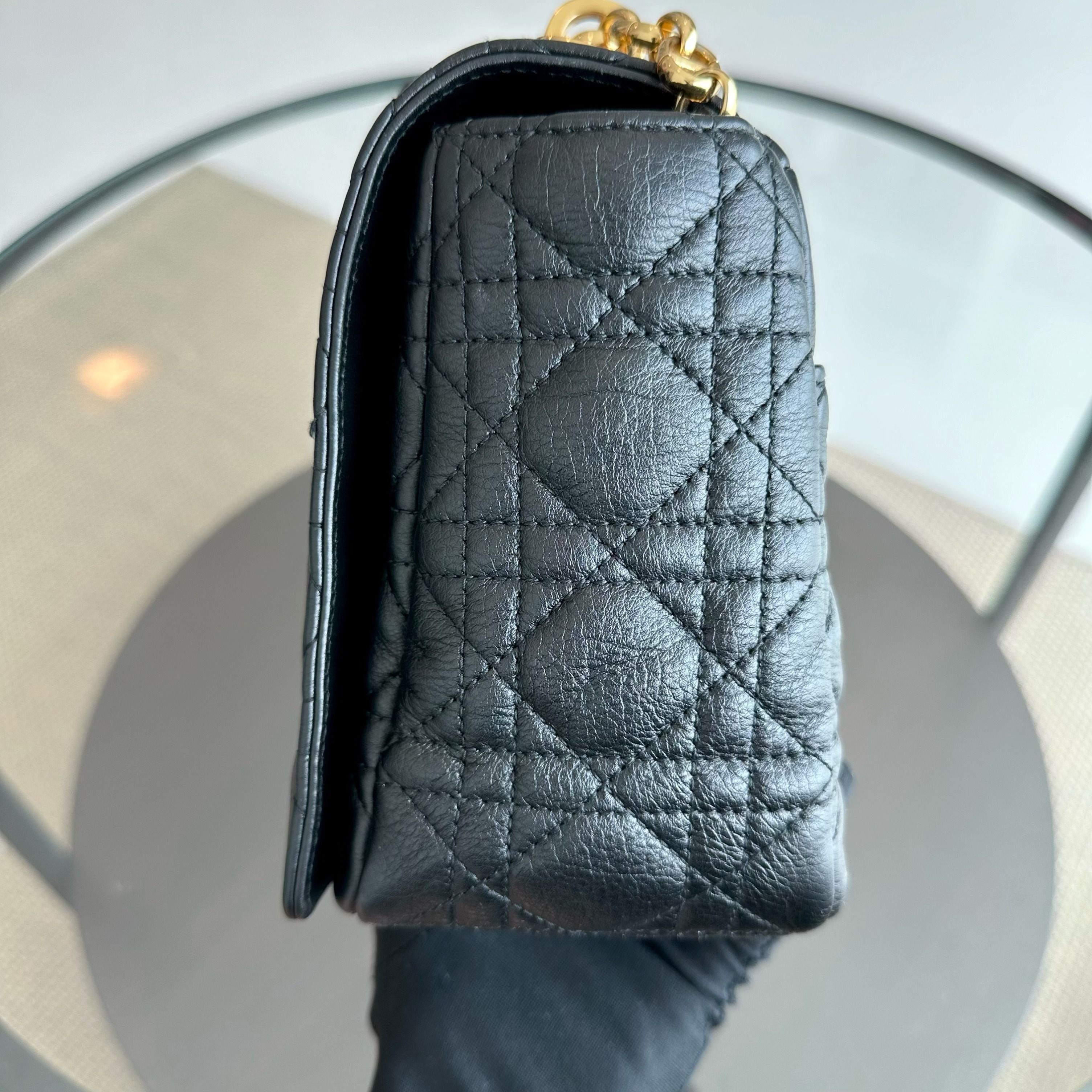 *Full Set, Receipt* Dior Caro Large Cannage Calfskin Black GHW - Luxury Evermore