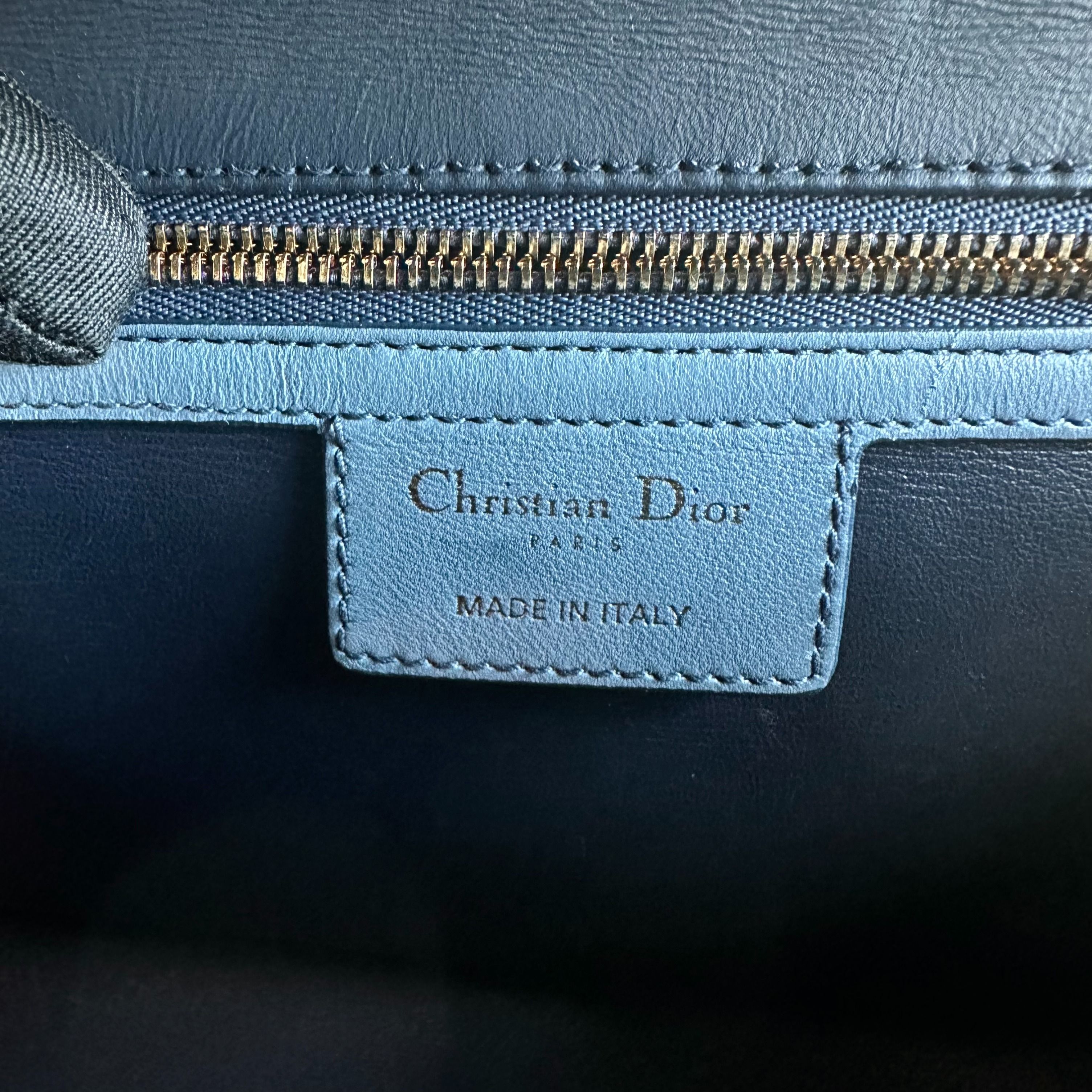 *Full Set Receipt* Dior Caro Large Flap Calfskin Gradient Blue GHW - Luxury Evermore