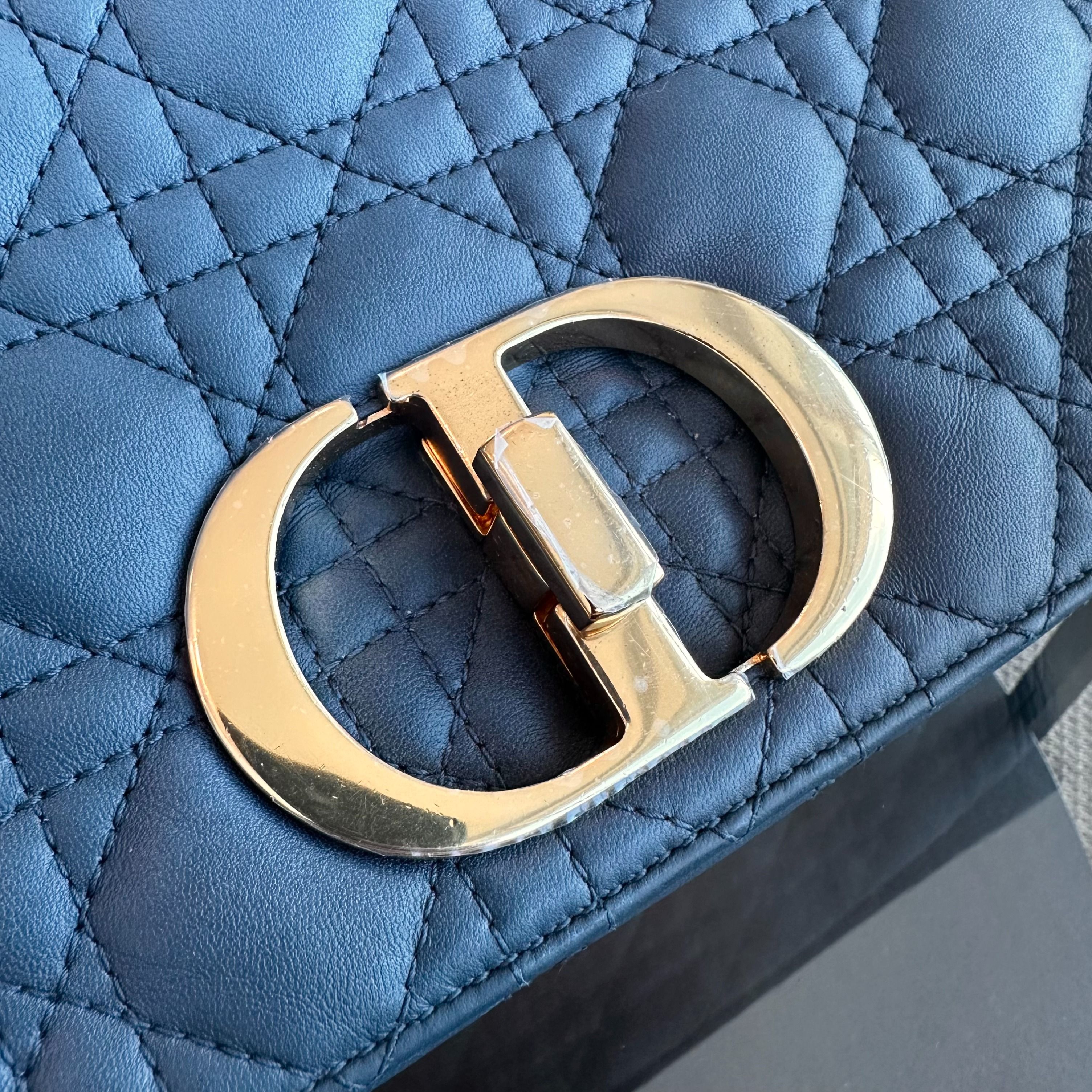 *Full Set Receipt* Dior Caro Large Flap Calfskin Gradient Blue GHW - Luxury Evermore