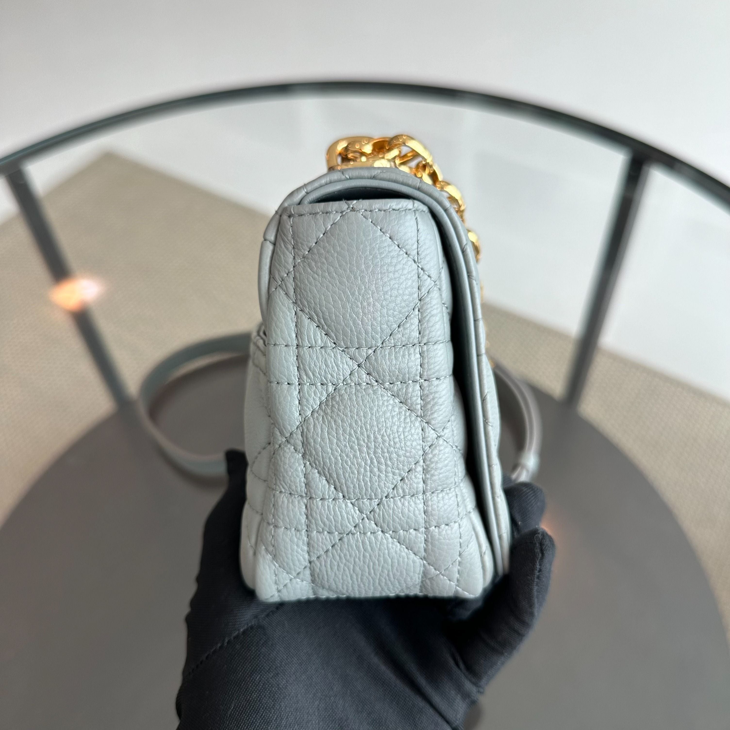 *Full Set, Receipt* Dior Caro Small Cannage Flap Bag Grey GHW - Luxury Evermore