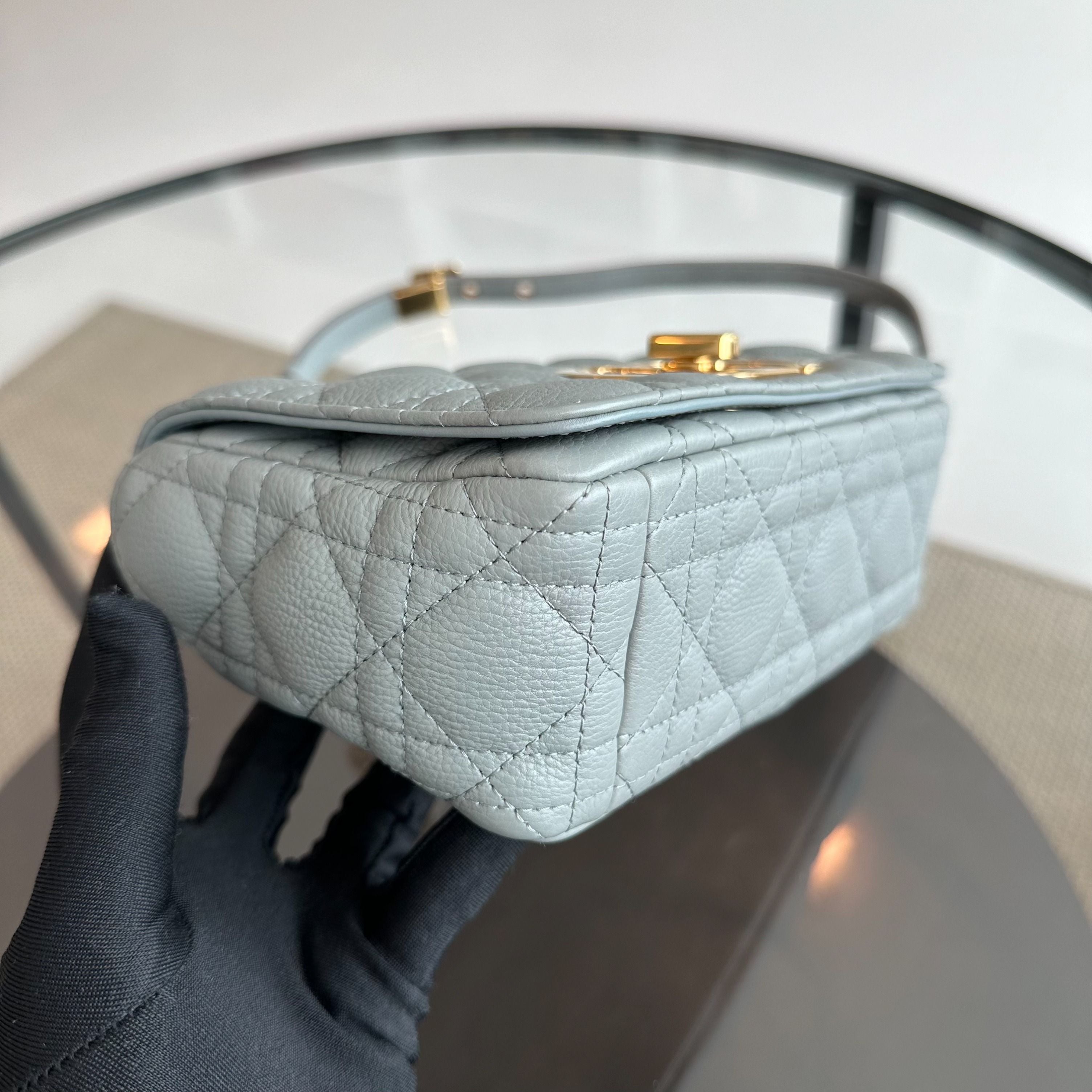 *Full Set, Receipt* Dior Caro Small Cannage Flap Bag Grey GHW - Luxury Evermore