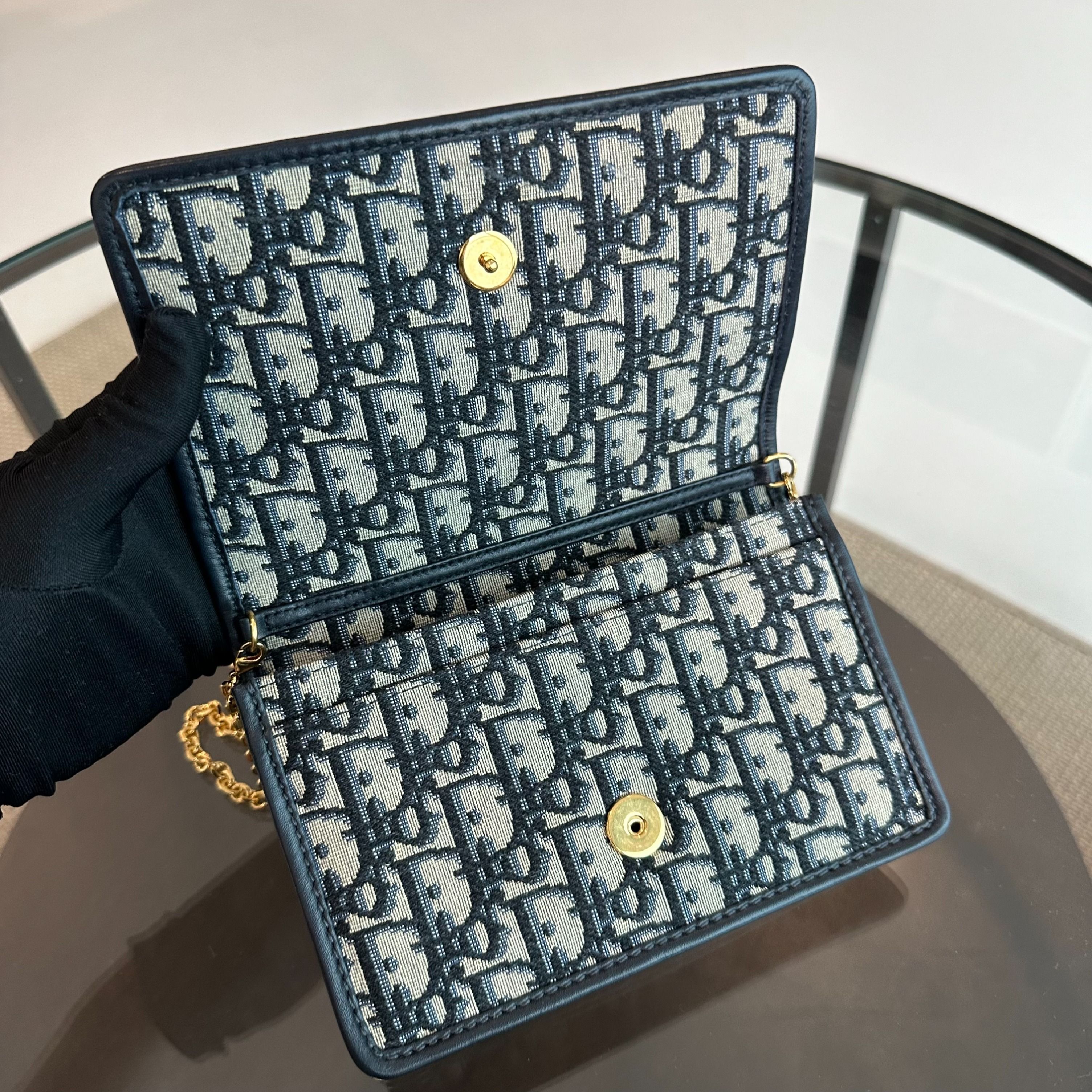 *Full Set, Receipt* Dior Montaigne 30 WOC Wallet On Chain Oblique Monogram Canvas - Luxury Evermore
