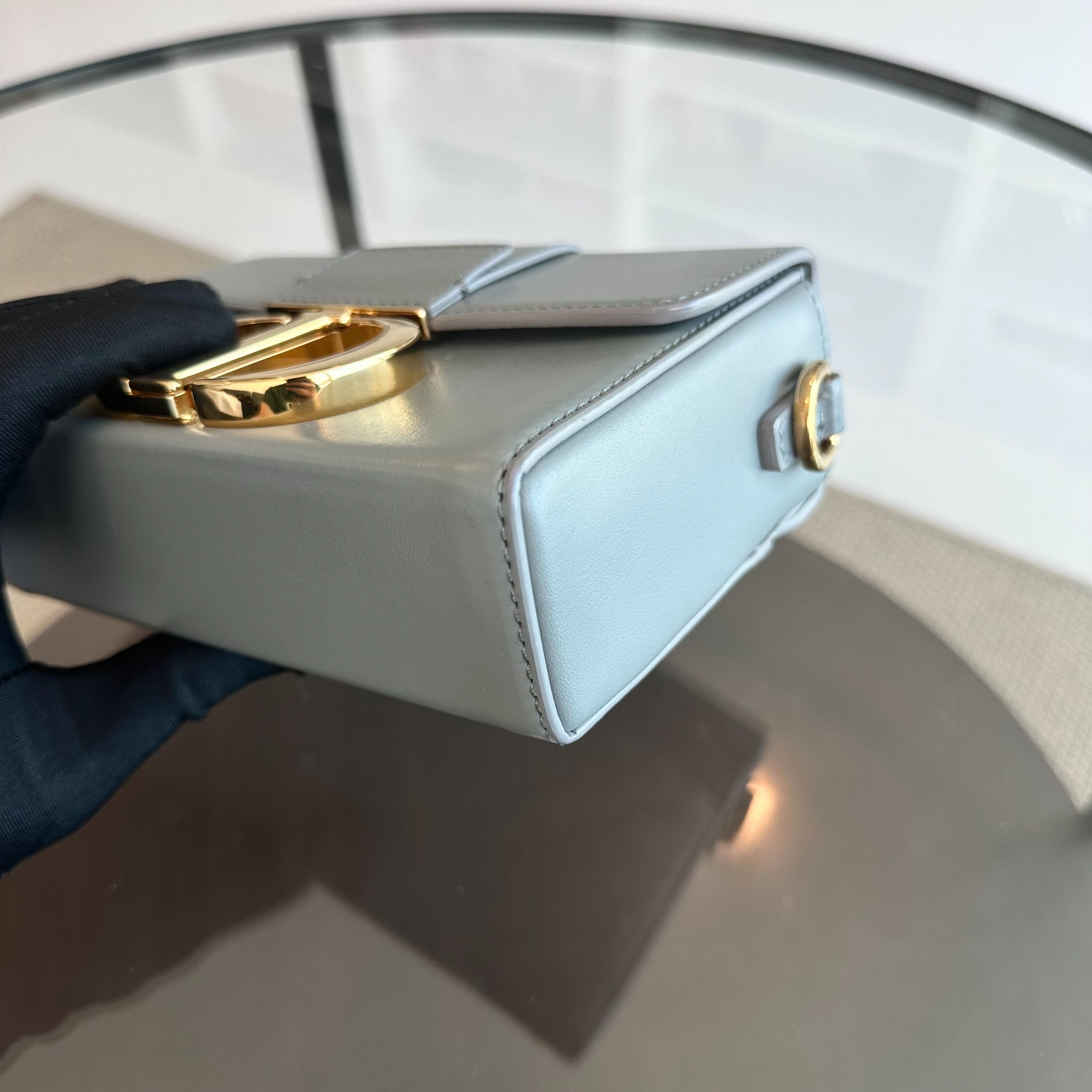 *Full Set Receipt* Dior Montaigne Box Smooth Calfskin Light Blue GHW - Luxury Evermore
