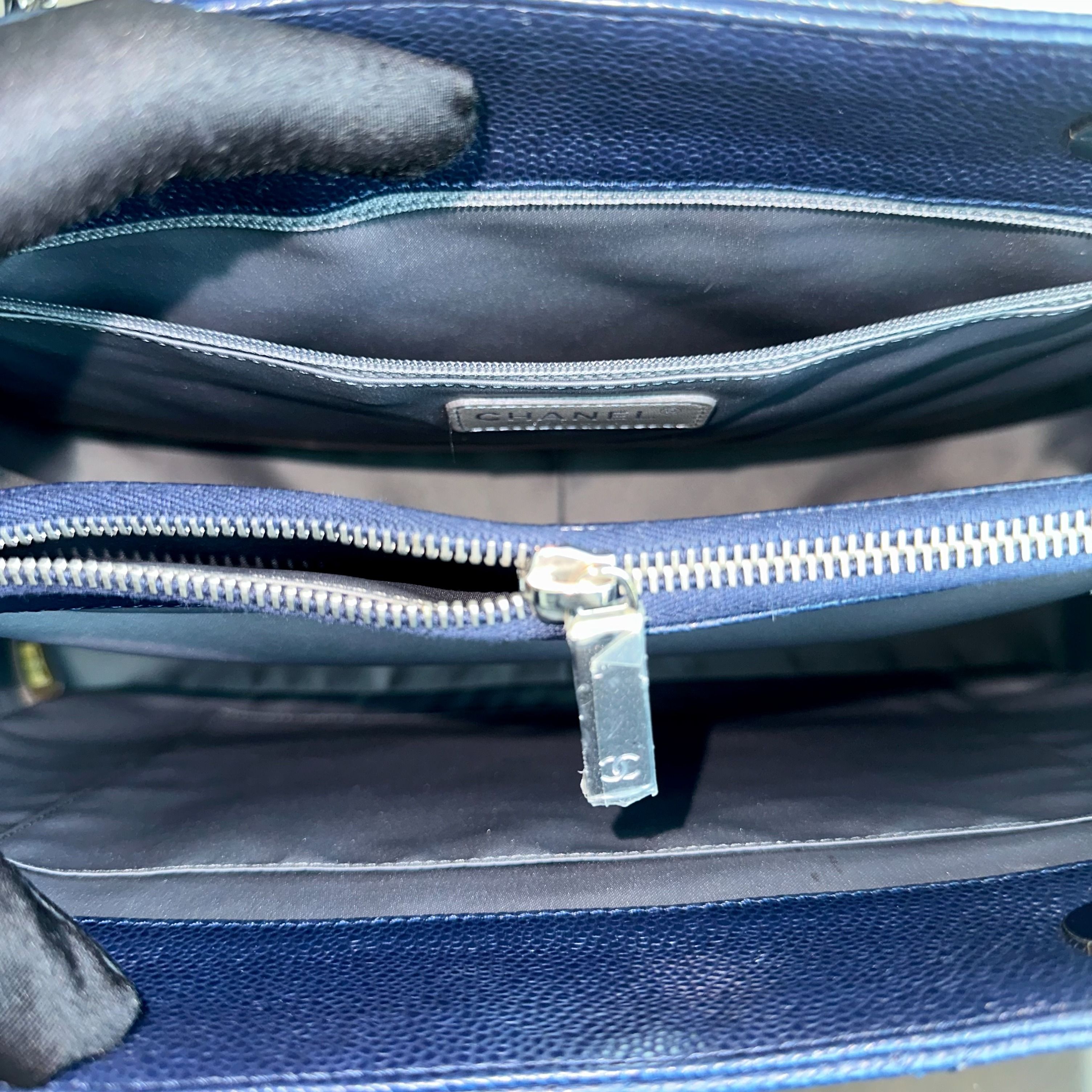 *Like New* Chanel Caviar GST Grand Shopping Tote Dark Blue No 19 - Luxury Evermore