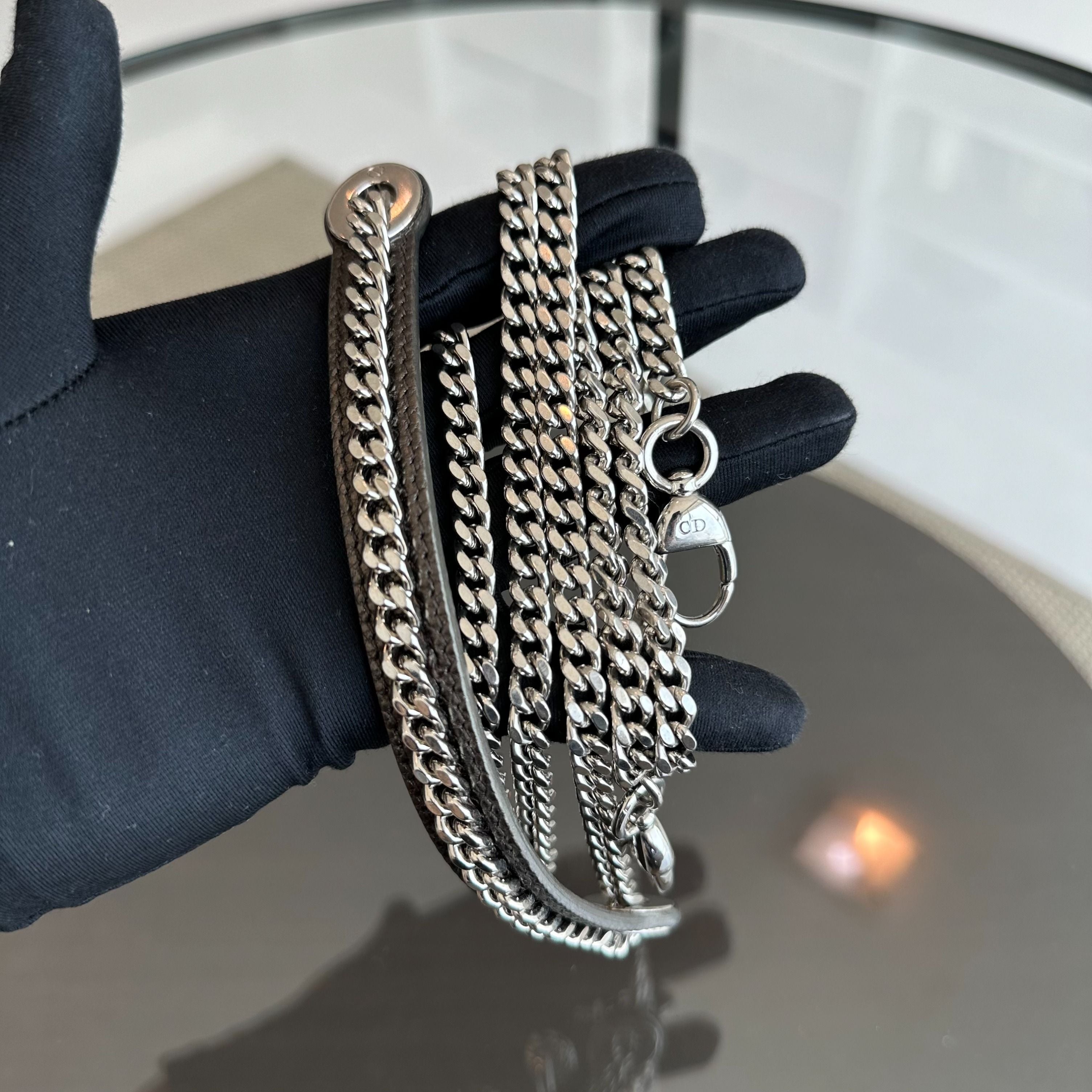 *Lizard, Chain strap* Dior Lady Mini Exotic Lizard Bi-color Silver Gold SHW - Luxury Evermore