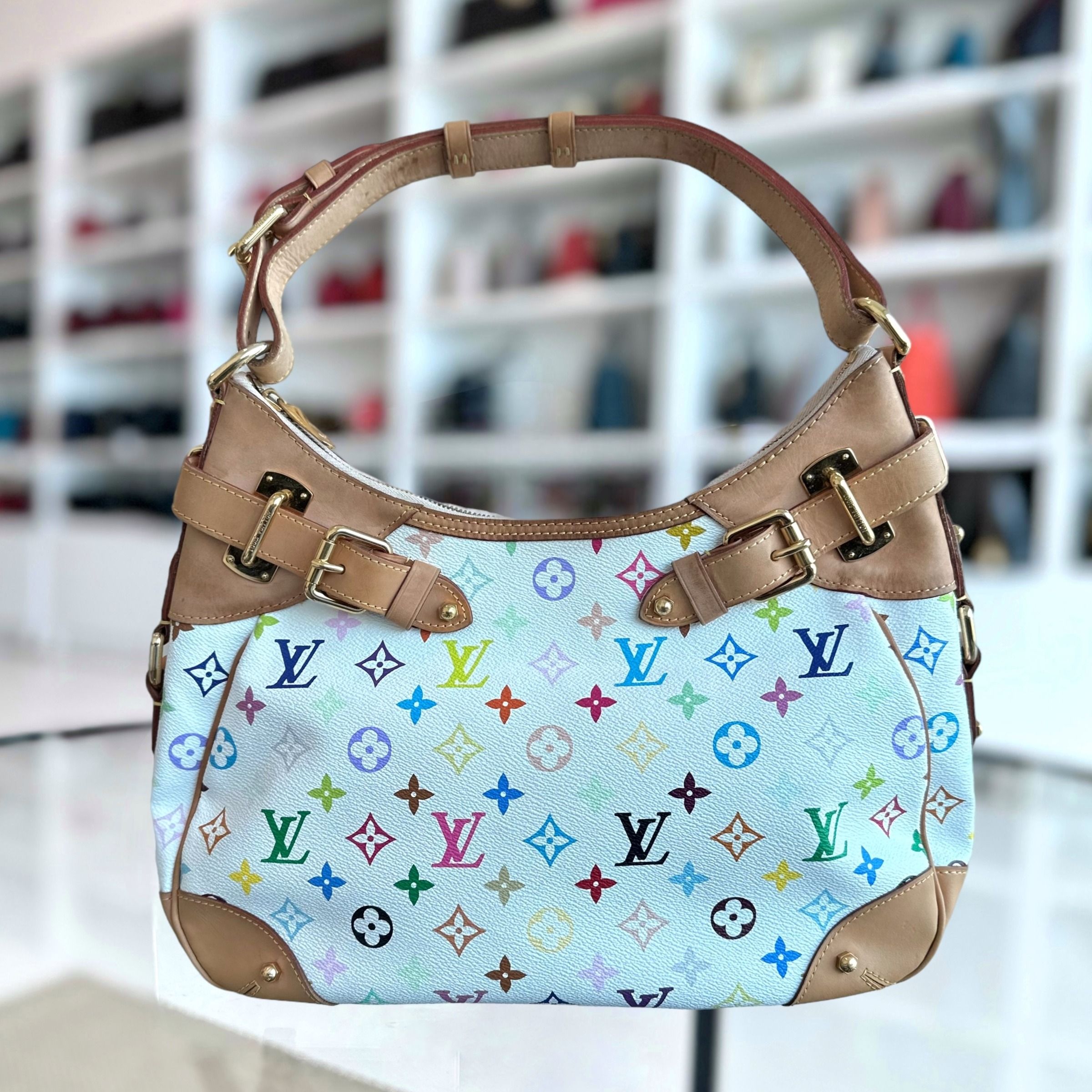 Louis Vuitton LV Greta Multicolor Vintage White Monogram - Luxury Evermore
