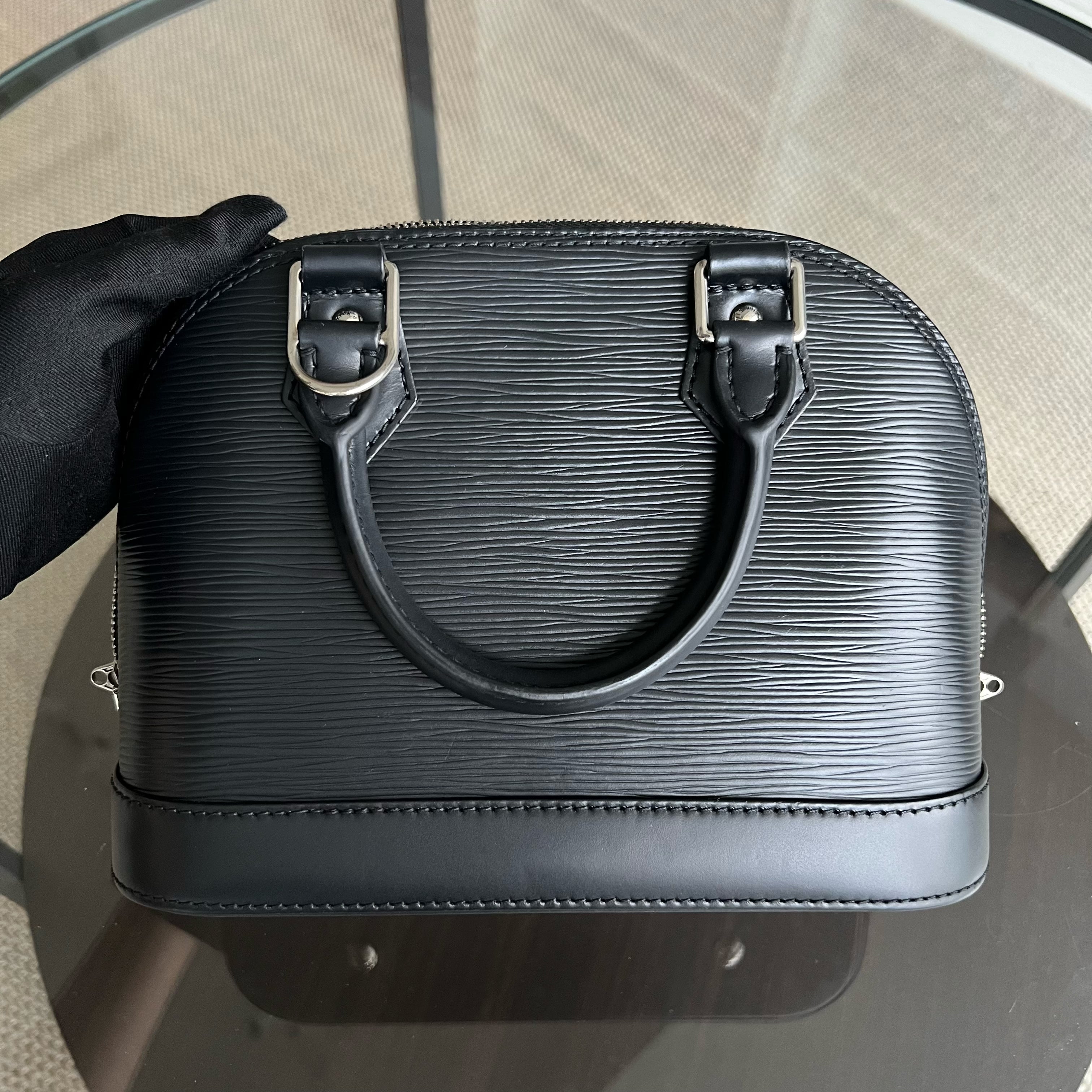LV Alma BB EPI Leather Noir Black Silver Hardware Louis Vuitton - Luxury Evermore